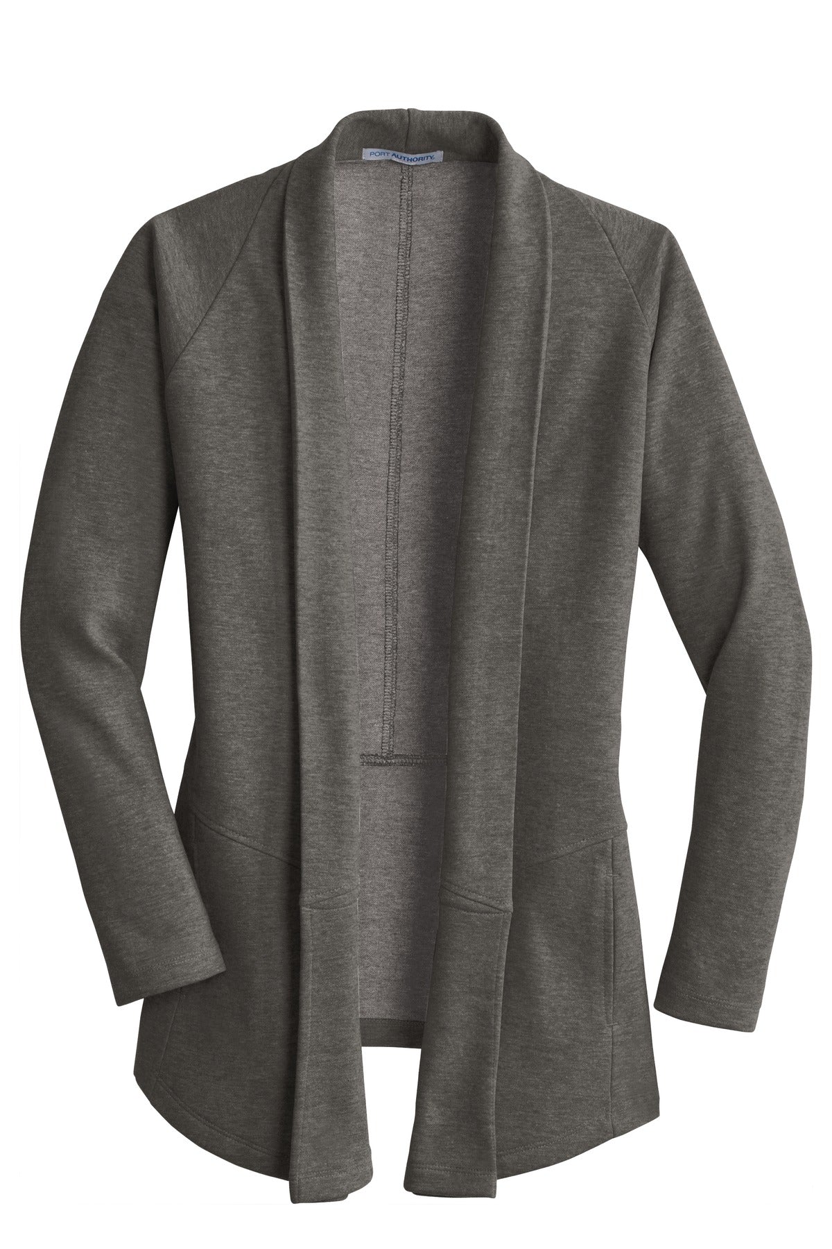Port Authority Women's Interlock Cardigan - Charcoal Heather/ Medium Heather Grey