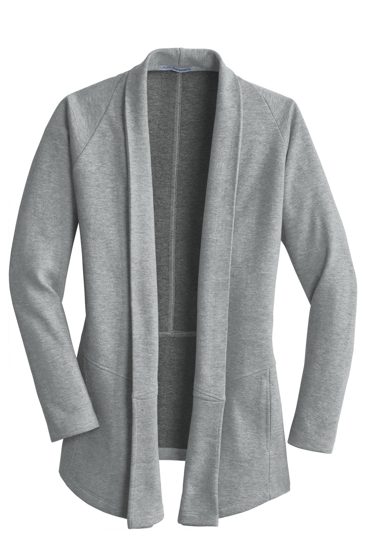 Port Authority Women's Interlock Cardigan - Medium Heather Grey/ Charcoal Heather