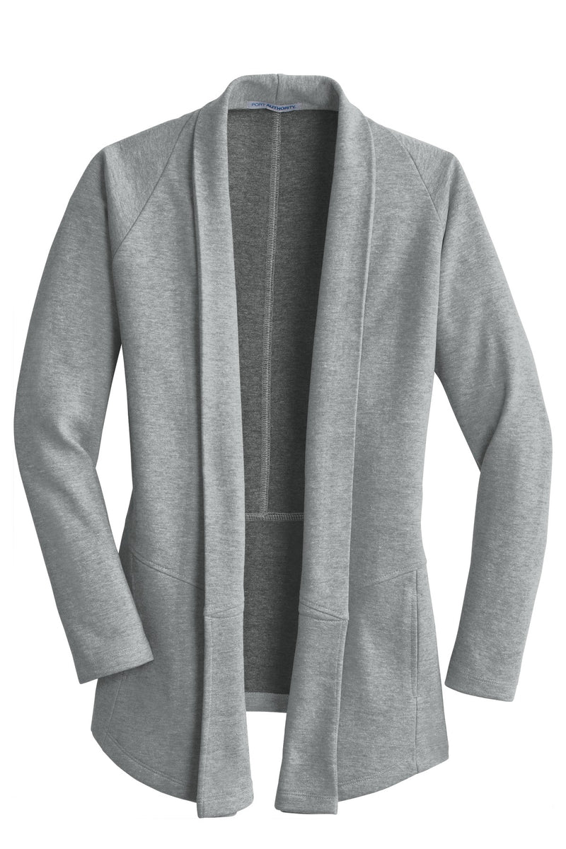 Port Authority Women's Interlock Cardigan - Medium Heather Grey/ Charcoal Heather