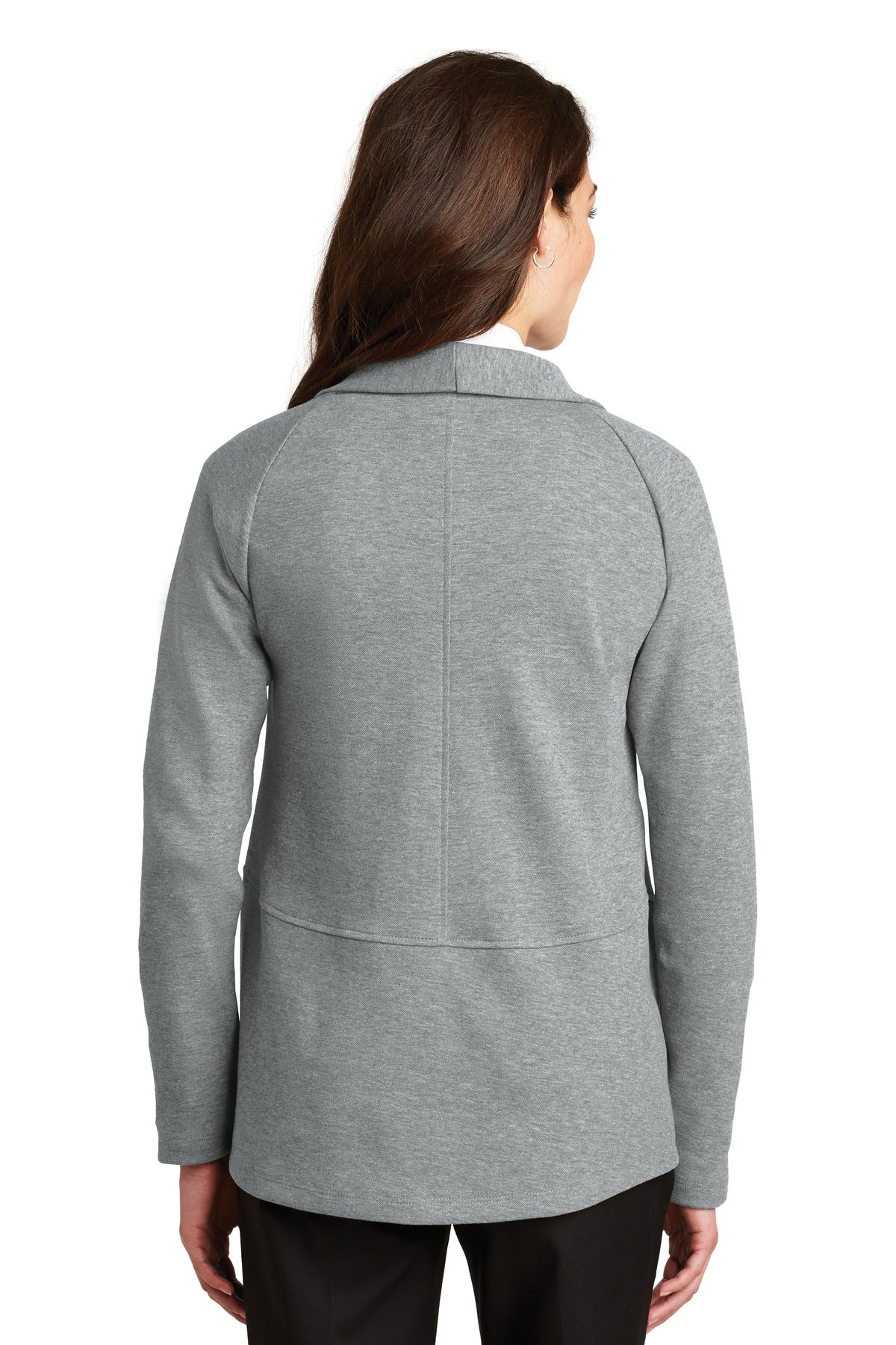 Port Authority Women's Interlock Cardigan - Medium Heather Grey/ Charcoal Heather