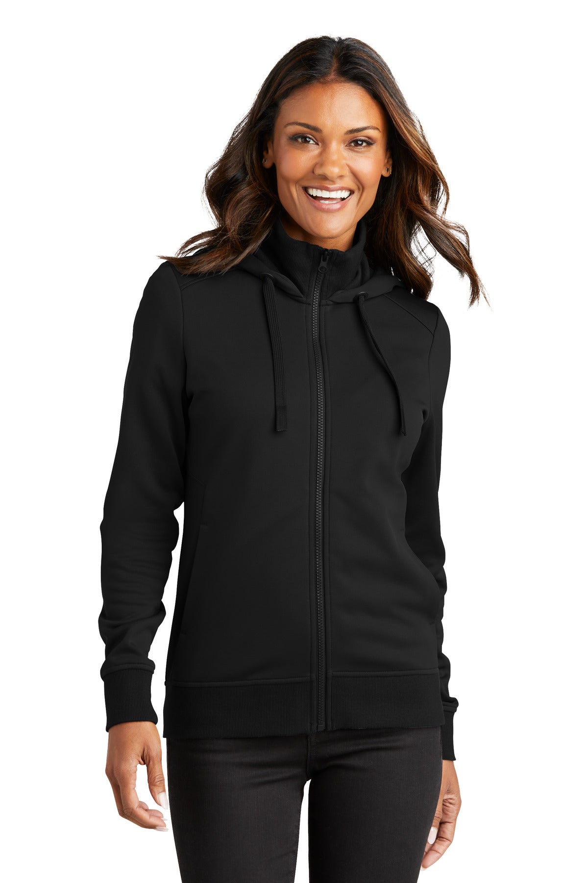 Port Authority Women's Smooth Fleece Hooded Jacket - Deep Black