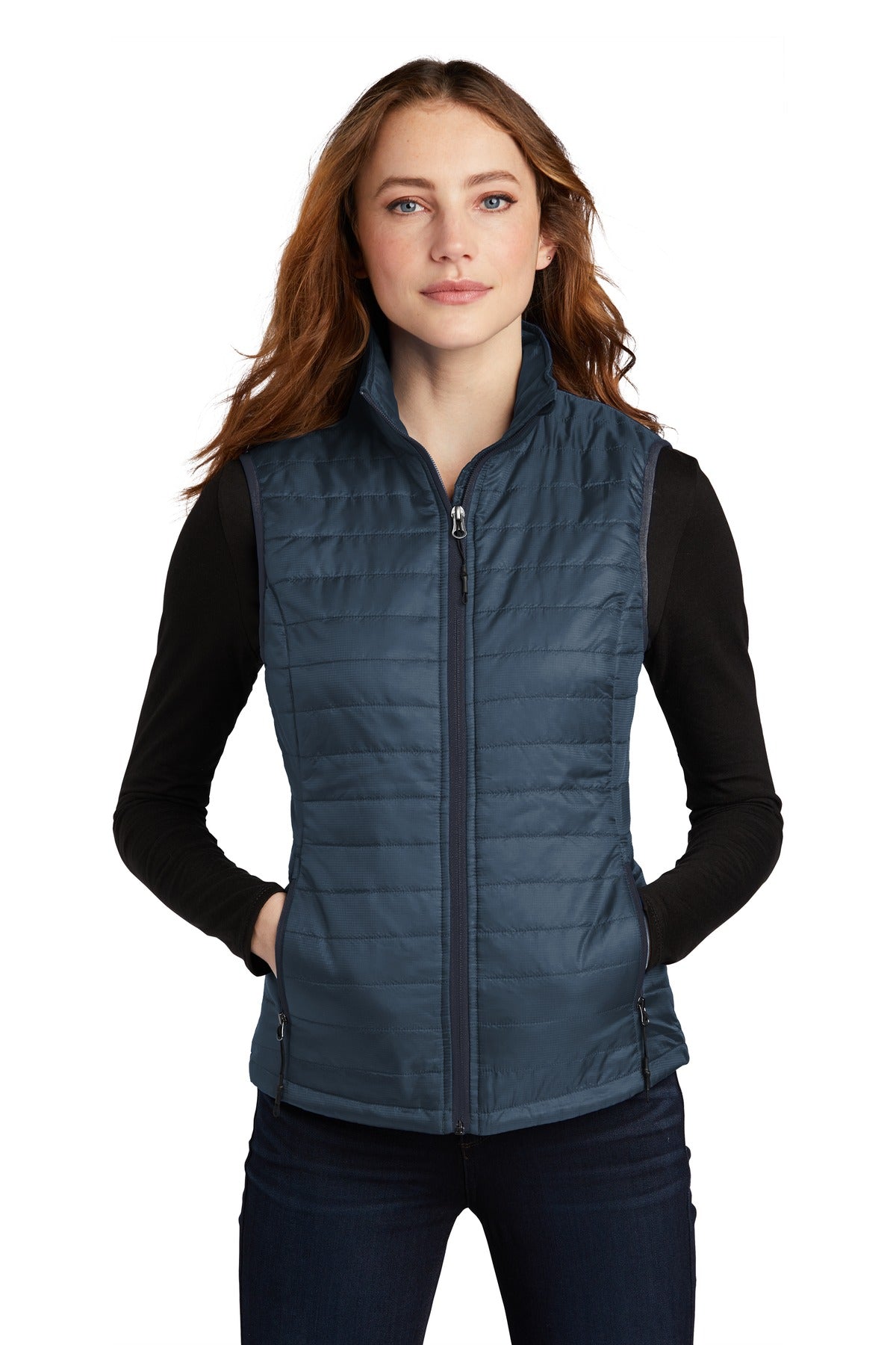 Port Authority  Women's Packable Puffy Vest - Regatta Blue/ River Blue Navy