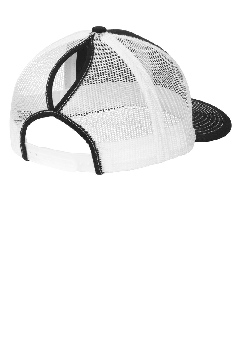 Port Authority Snapback Ponytail Trucker Cap - Black/ White