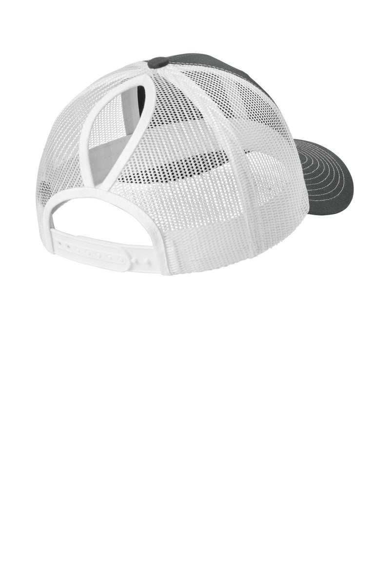 Port Authority Snapback Ponytail Trucker Cap - Grey Steel/ White