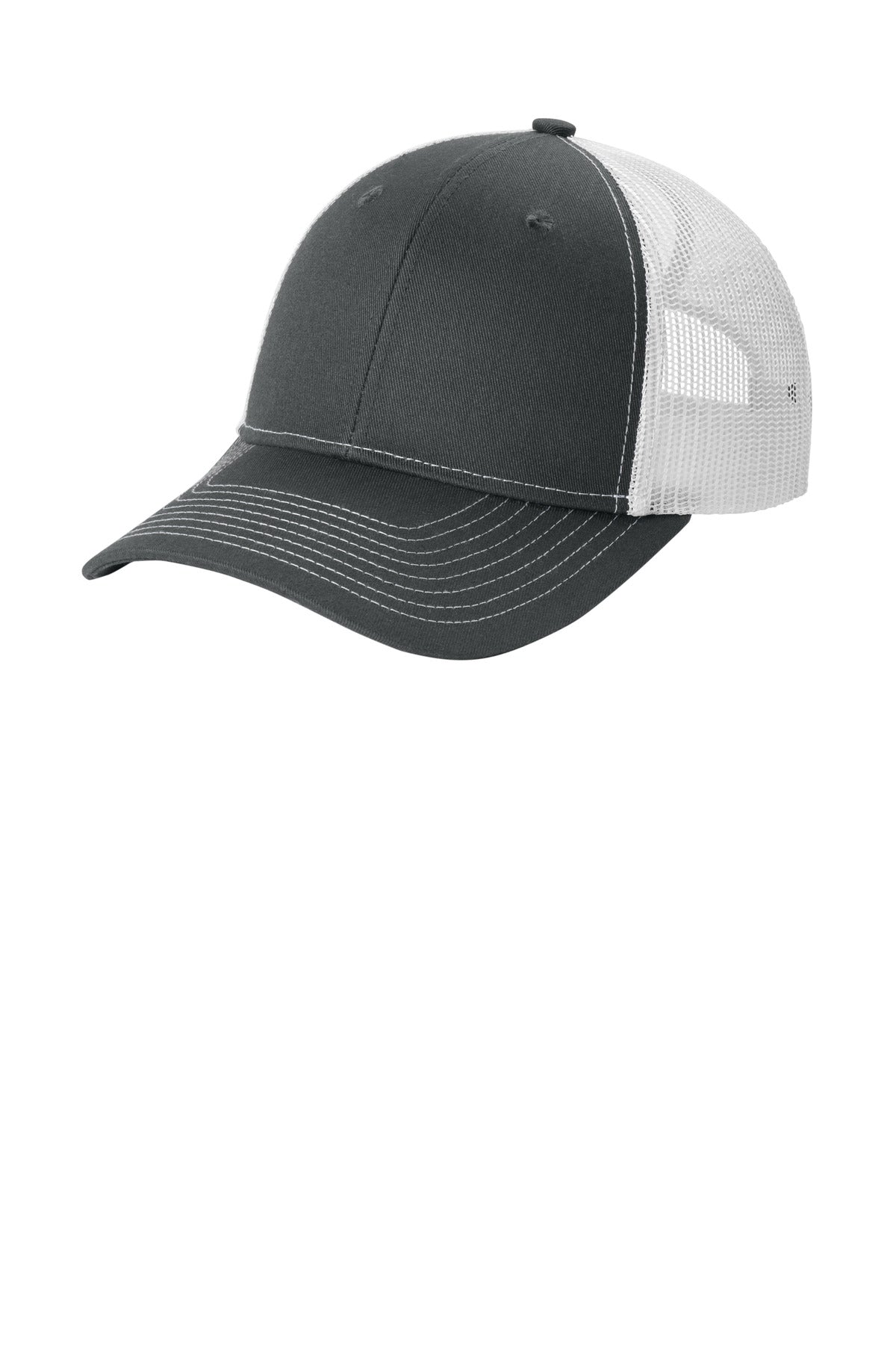 Port Authority Snapback Ponytail Trucker Cap - Grey Steel/ White