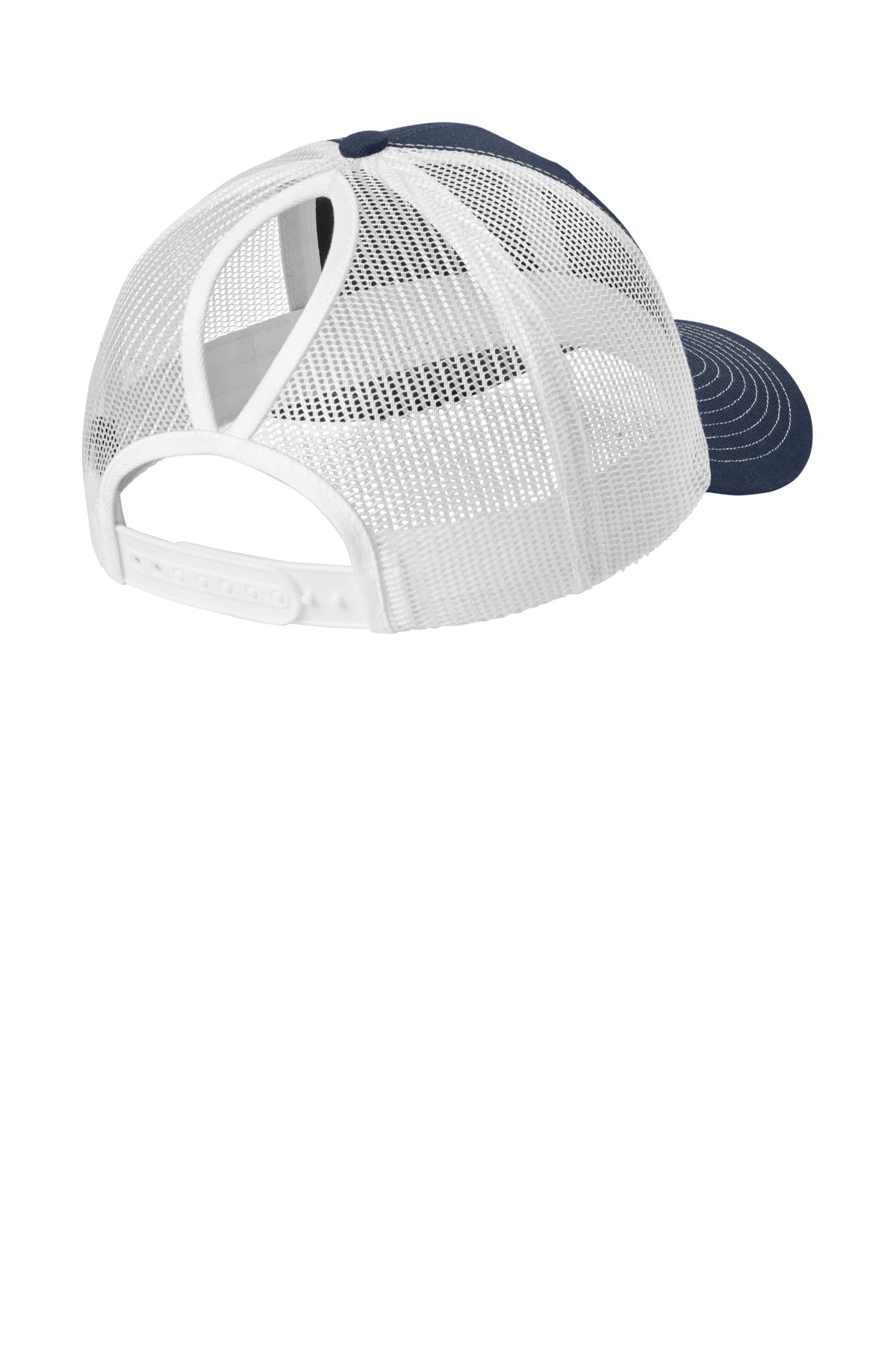 Port Authority Snapback Ponytail Trucker Cap - True Navy/ White