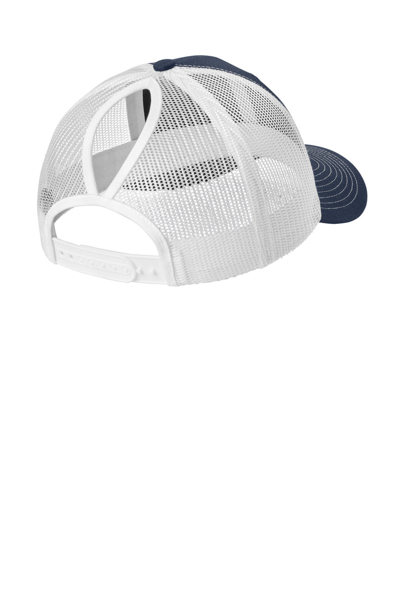 Port Authority Snapback Ponytail Trucker Cap - True Navy/ White
