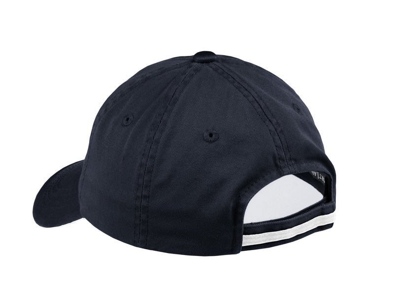 Port Authority Sandwich Bill Cap with Striped Closure - Classic Navy/ White