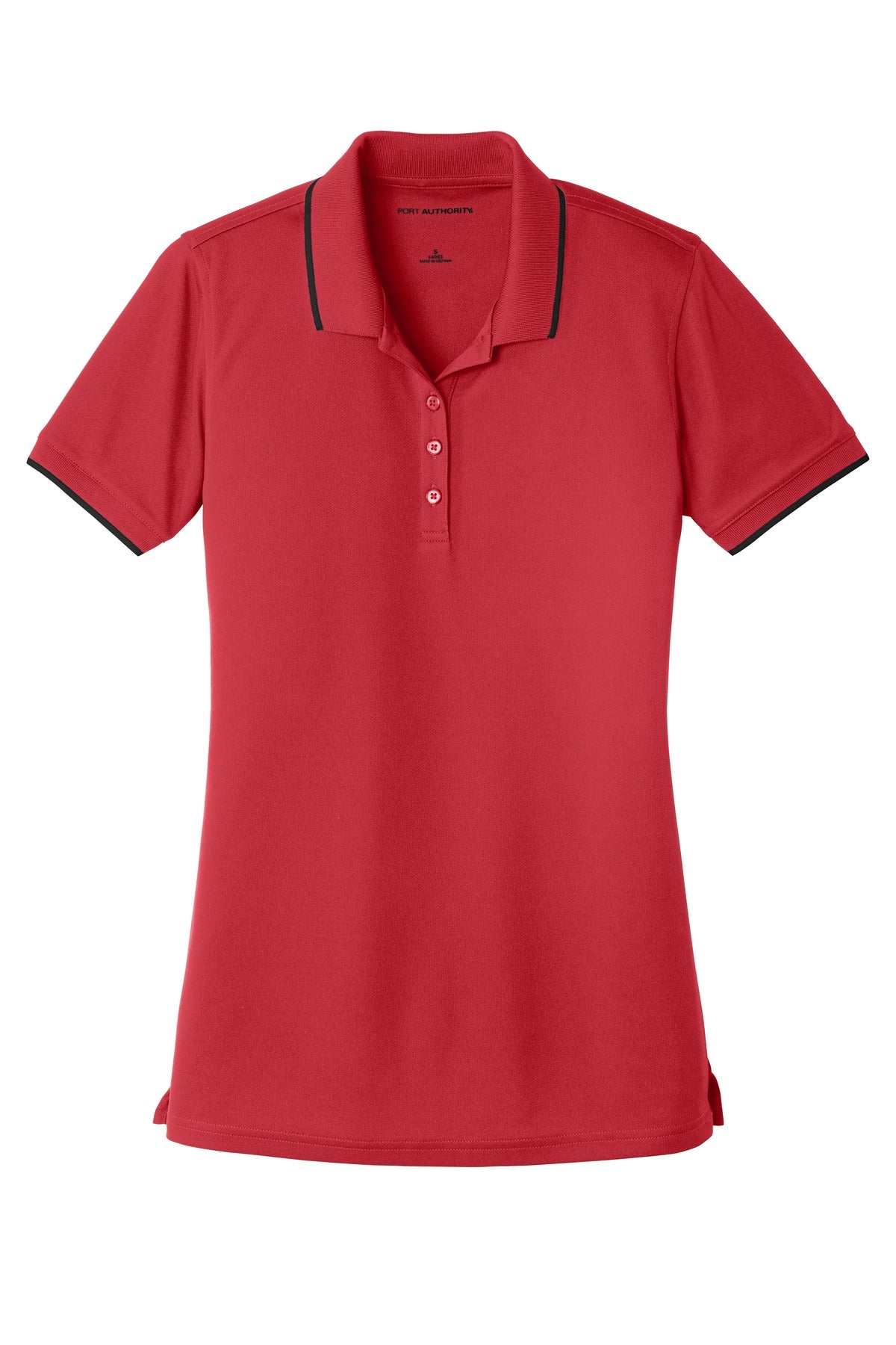 Port Authority Women's Dry Zone UV Micro-Mesh Tipped Polo - Rich Red/ Deep Black
