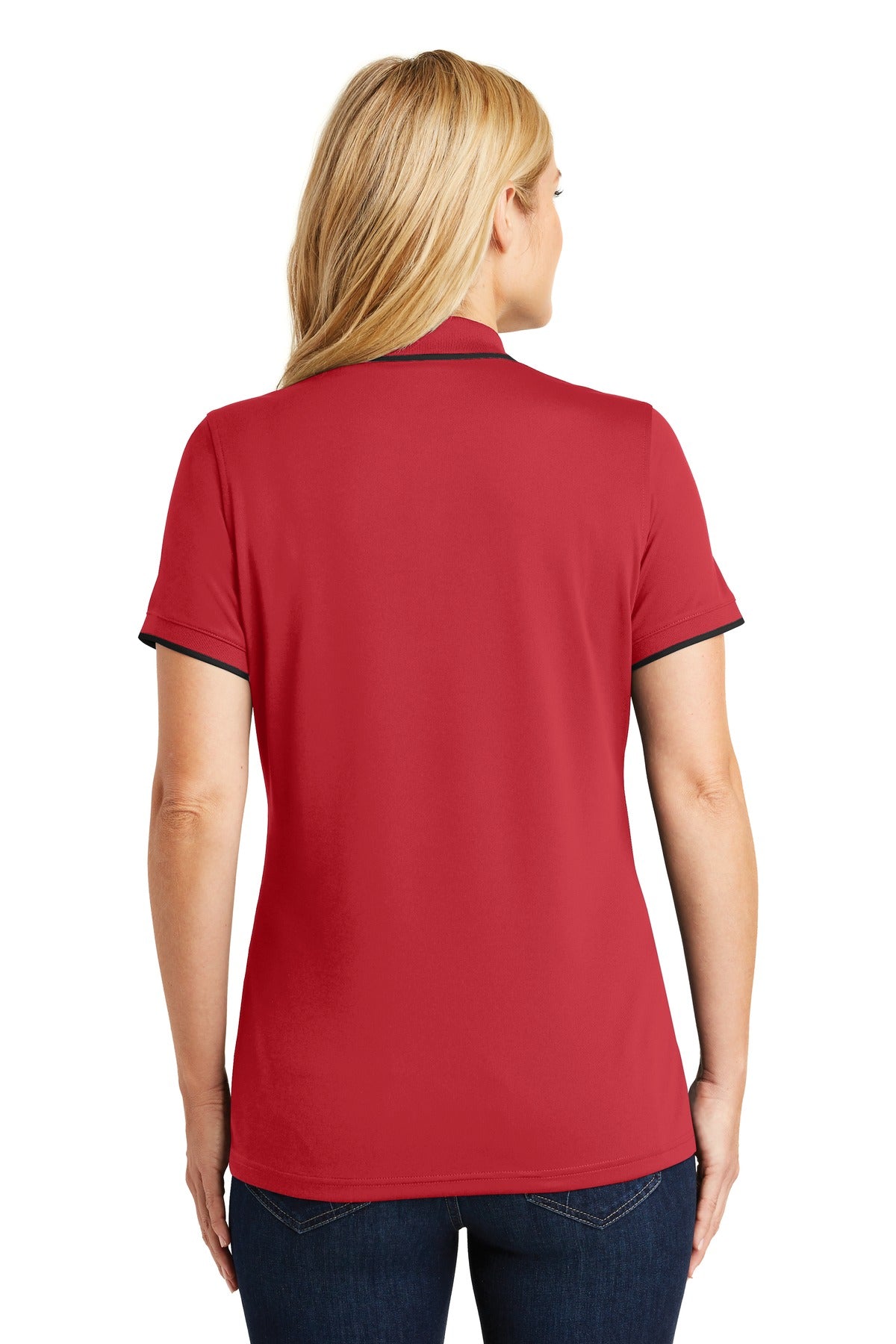 Port Authority Women's Dry Zone UV Micro-Mesh Tipped Polo - Rich Red/ Deep Black