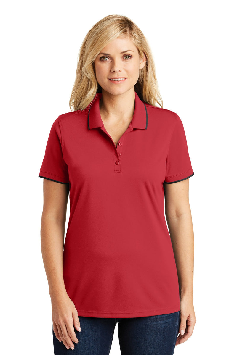 Port Authority Women's Dry Zone UV Micro-Mesh Tipped Polo - Rich Red/ Deep Black