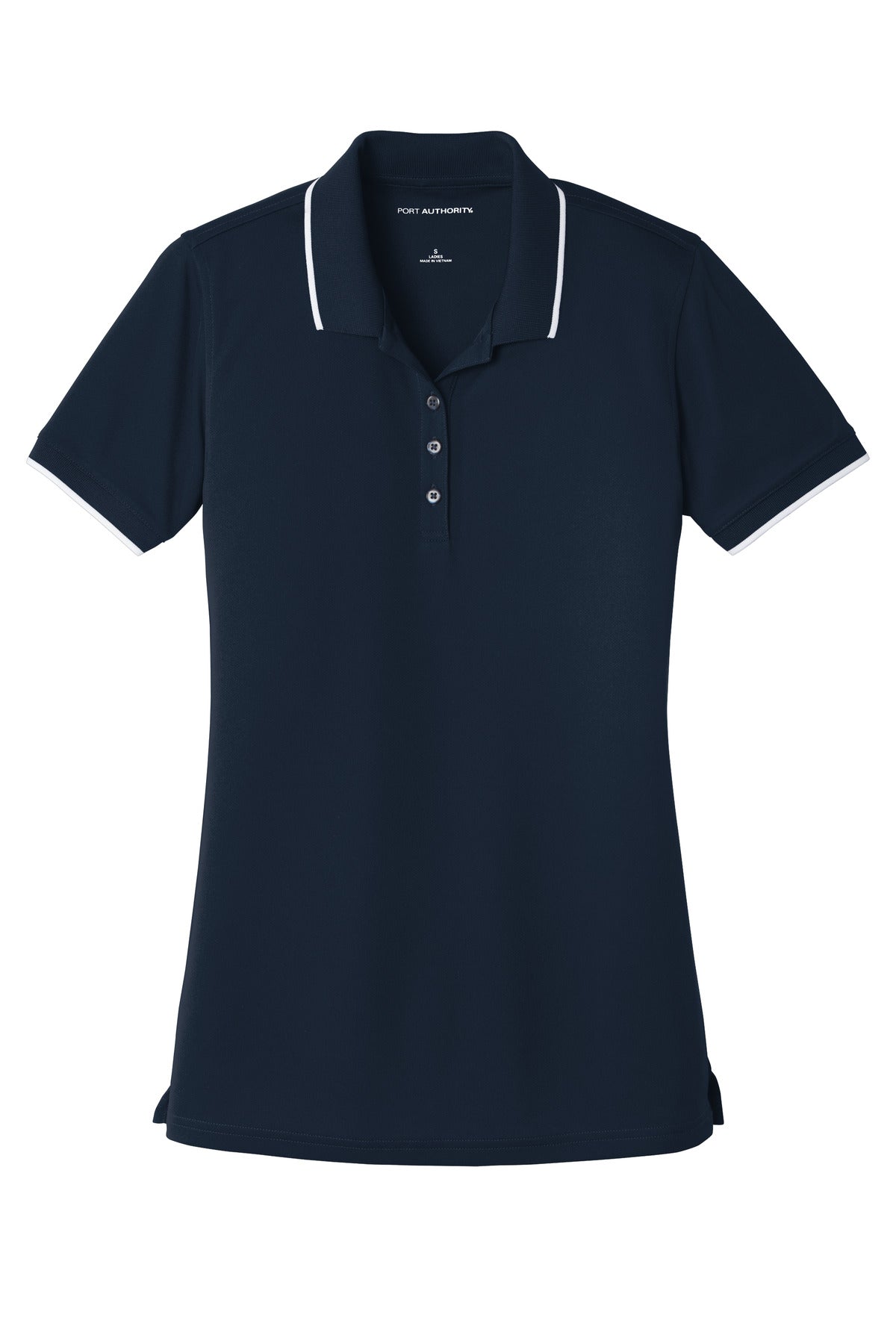 Port Authority Women's Dry Zone UV Micro-Mesh Tipped Polo - River Blue Navy/ White