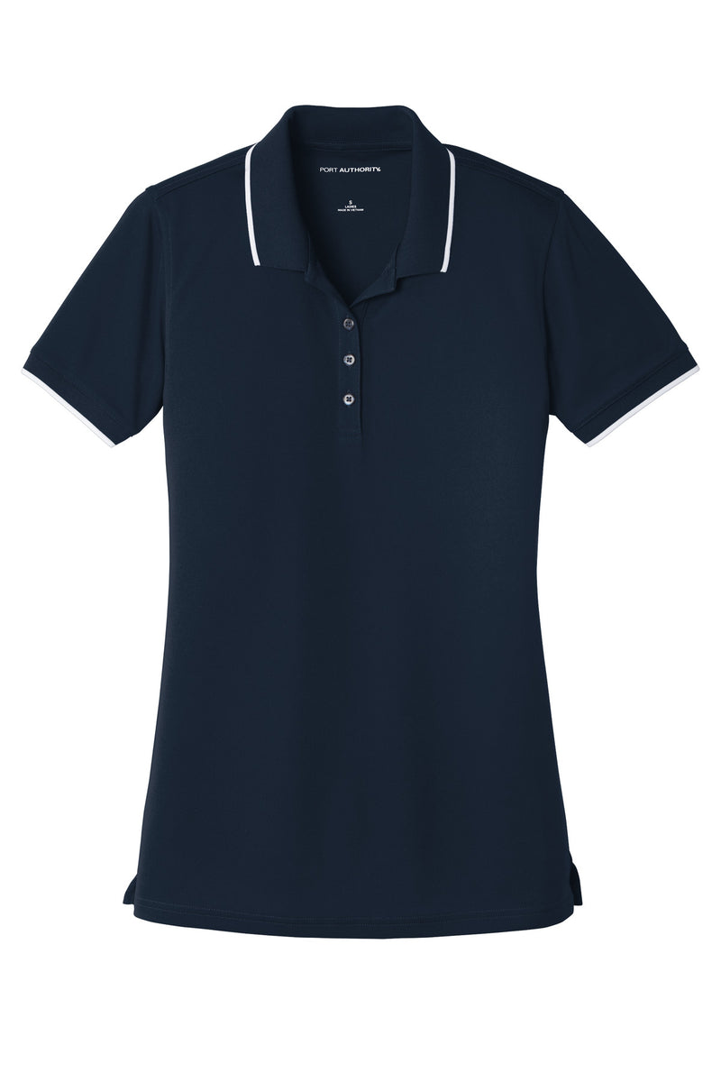 Port Authority Women's Dry Zone UV Micro-Mesh Tipped Polo - River Blue Navy/ White