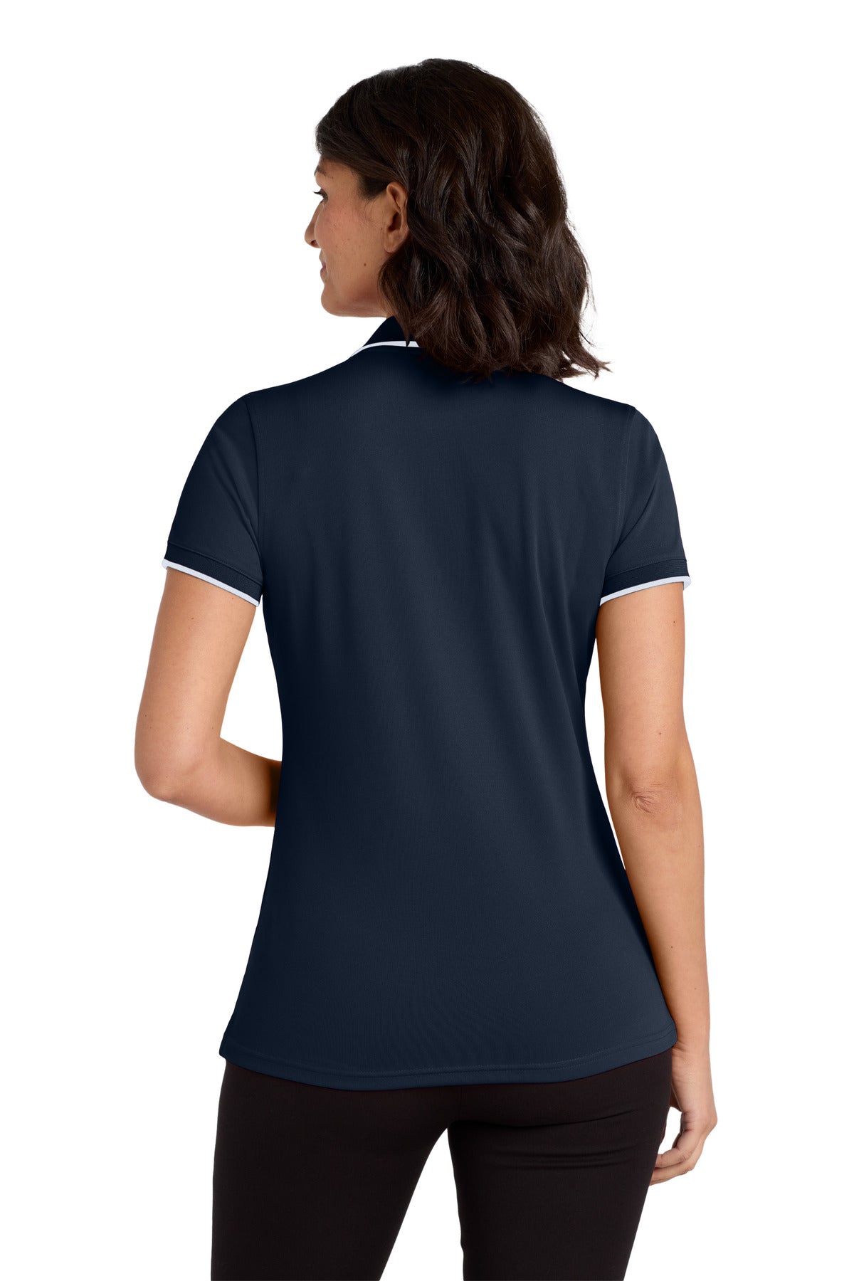 Port Authority Women's Dry Zone UV Micro-Mesh Tipped Polo - River Blue Navy/ White