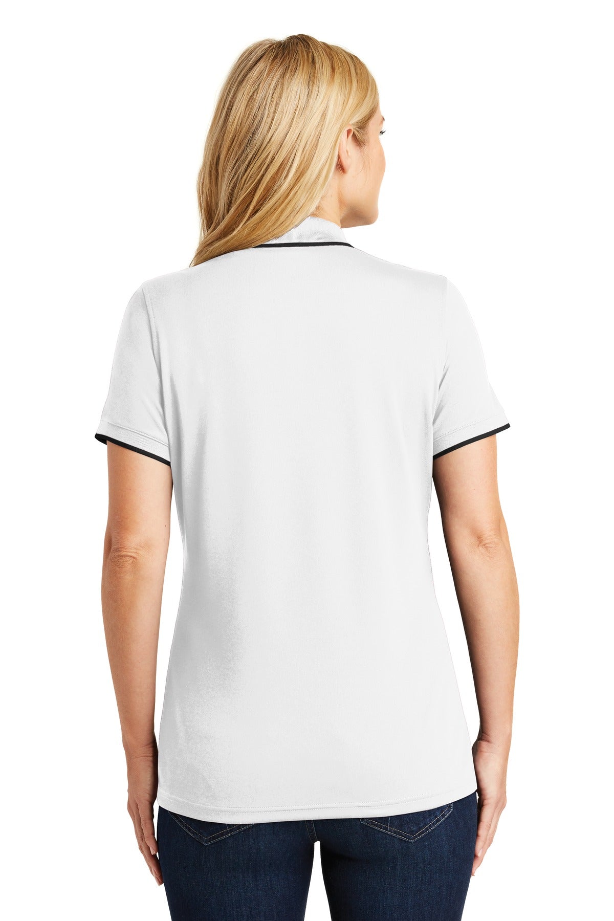 Port Authority Women's Dry Zone UV Micro-Mesh Tipped Polo - White/ Deep Black