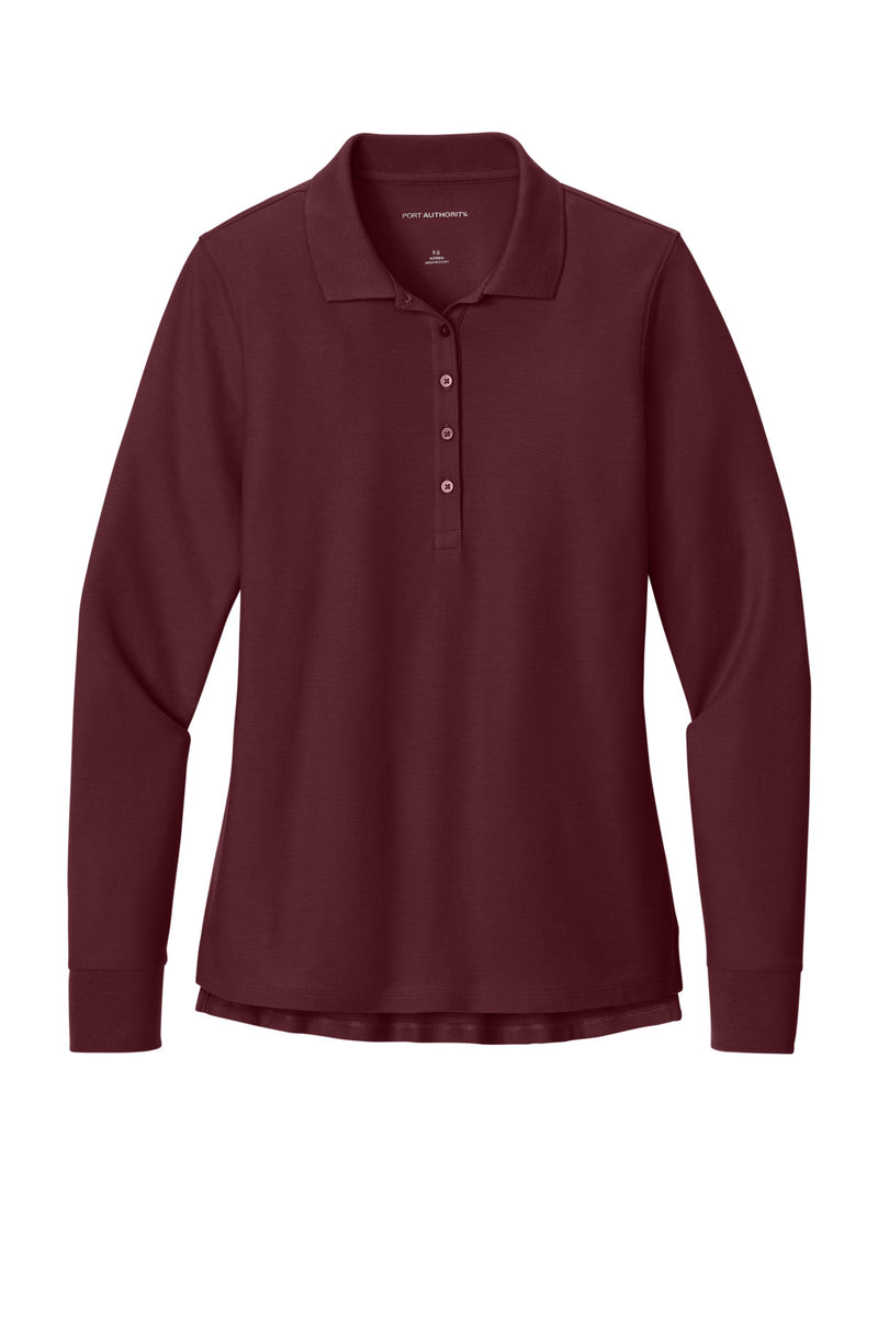 Port Authority Women's Wearever Signature Pique Long Sleeve Polo - Burgundy