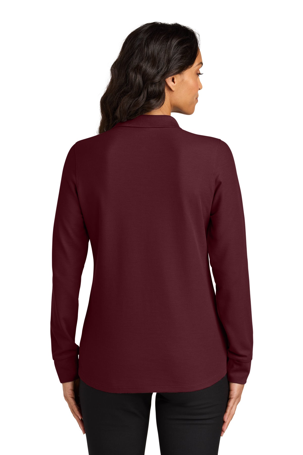 Port Authority Women's Wearever Signature Pique Long Sleeve Polo - Burgundy