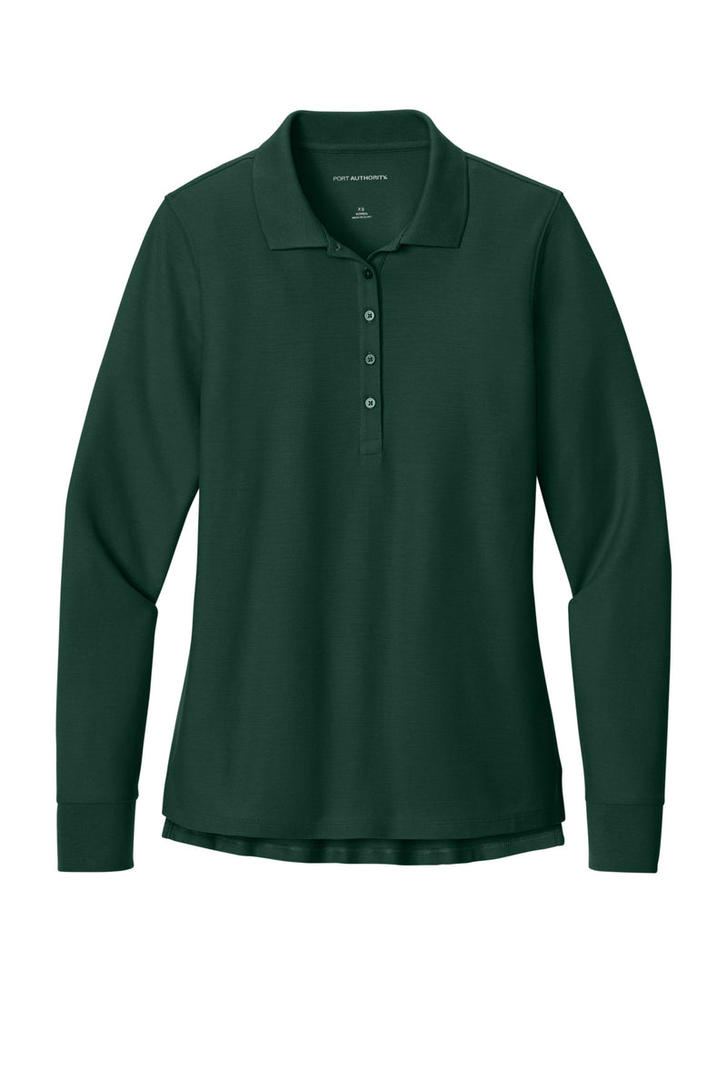 Port Authority Women's Wearever Signature Pique Long Sleeve Polo - Dark Green