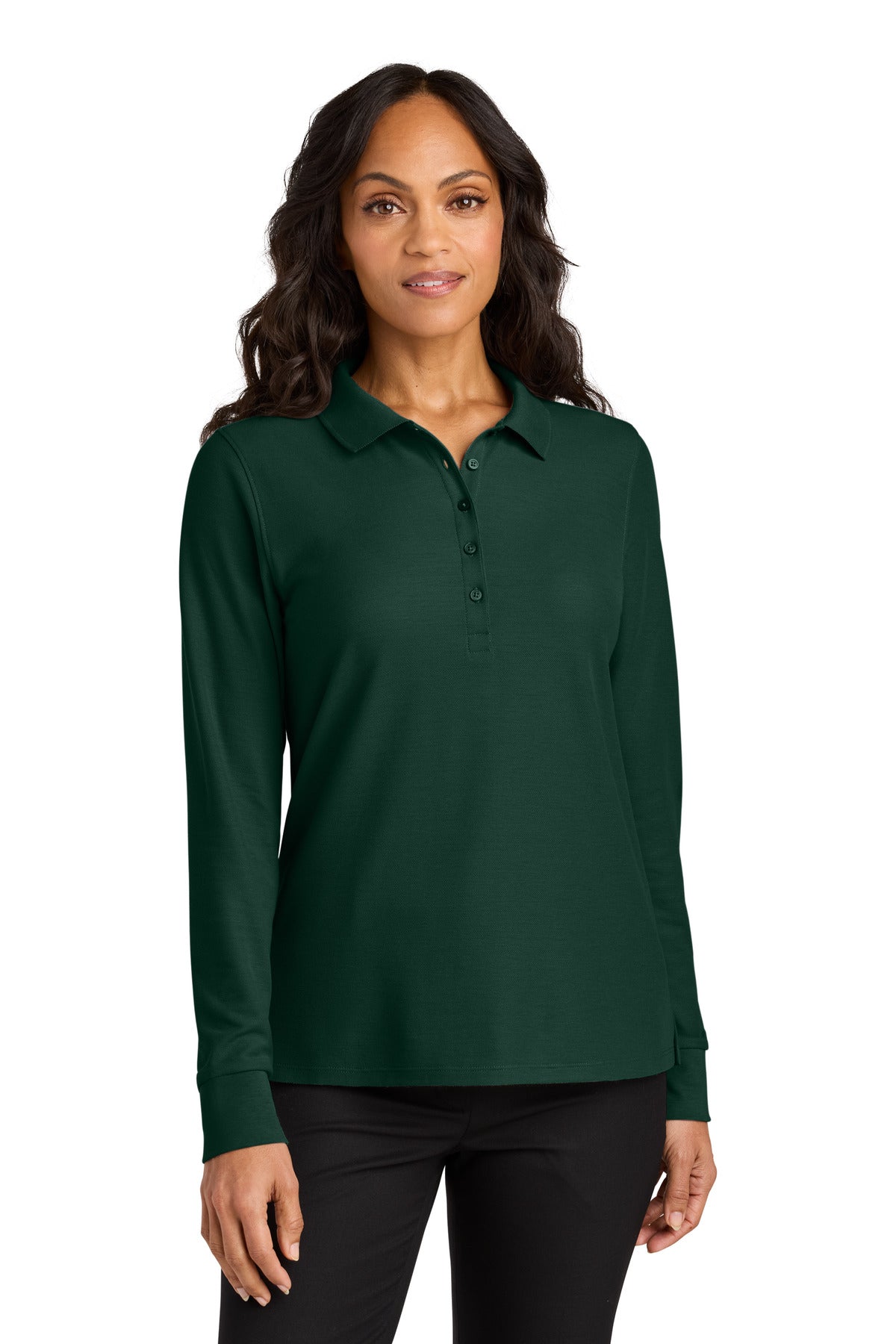 Port Authority Women's Wearever Signature Pique Long Sleeve Polo - Dark Green