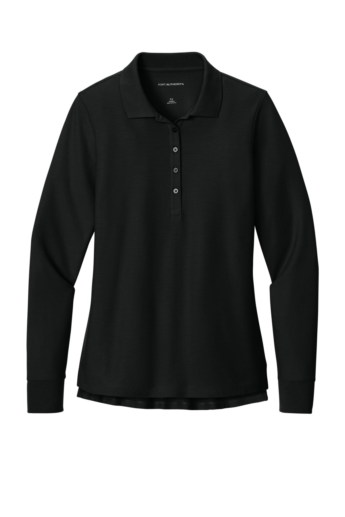 Port Authority Women's Wearever Signature Pique Long Sleeve Polo - Deep Black
