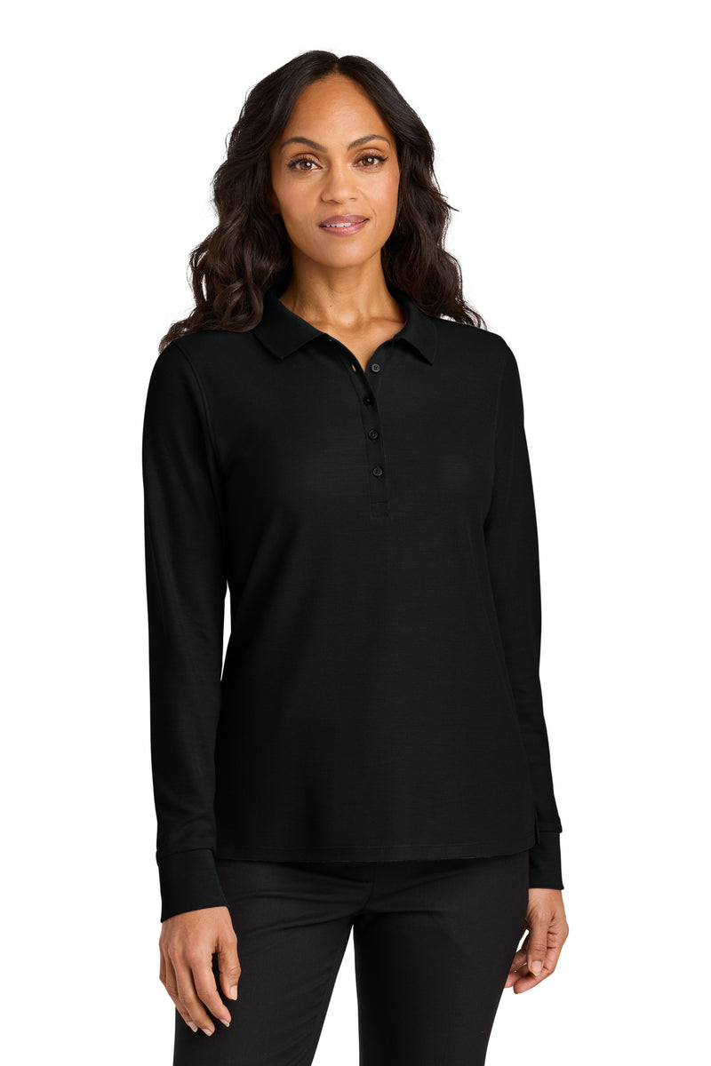 Port Authority Women's Wearever Signature Pique Long Sleeve Polo - Deep Black