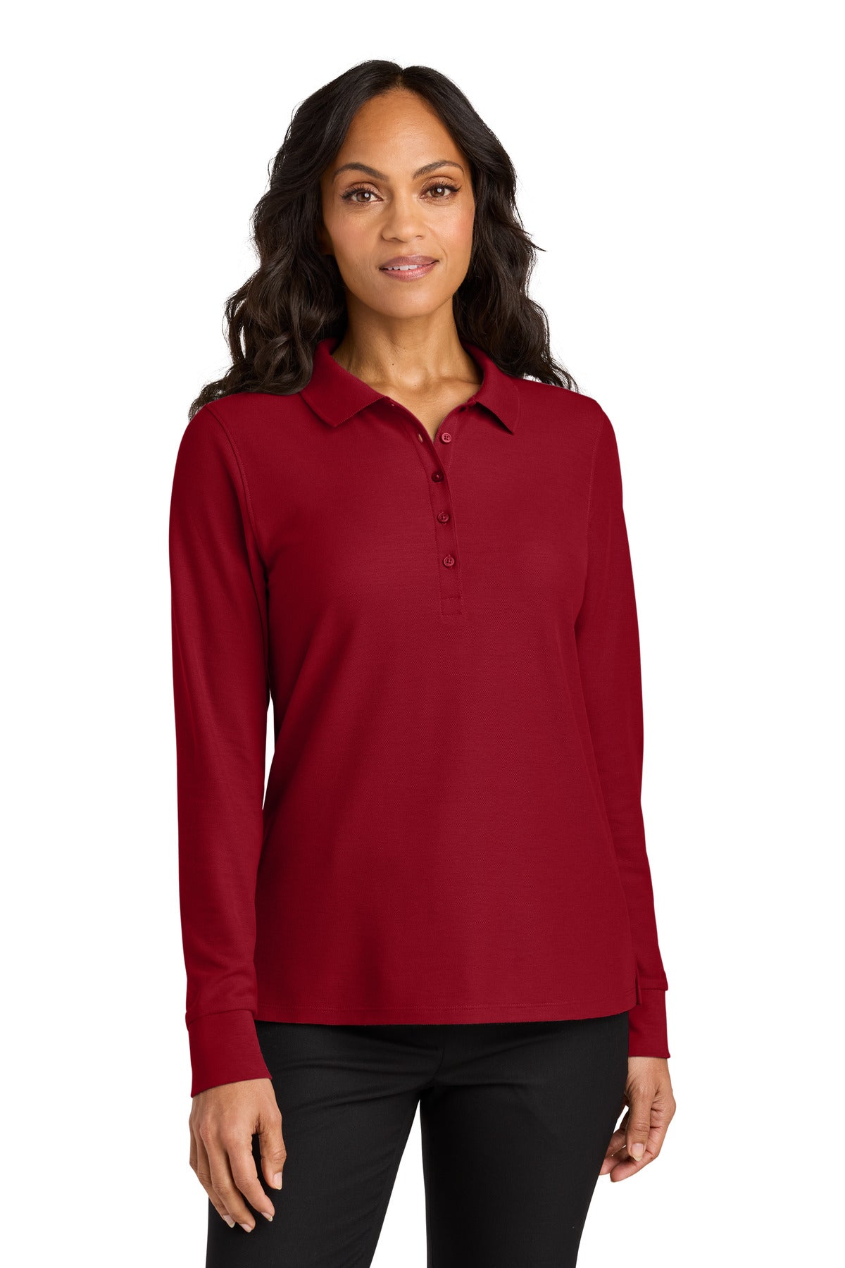 Port Authority Women's Wearever Signature Pique Long Sleeve Polo - Rich Red