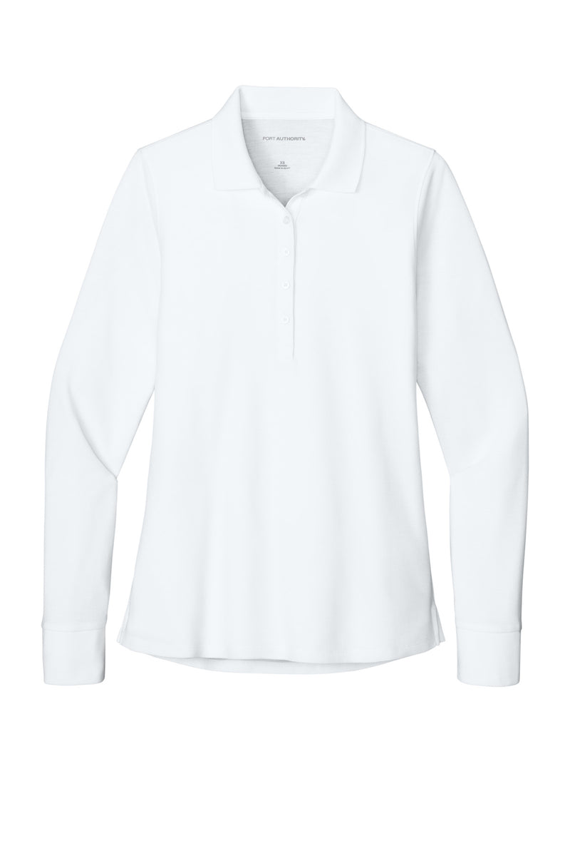 Port Authority Women's Wearever Signature Pique Long Sleeve Polo - White