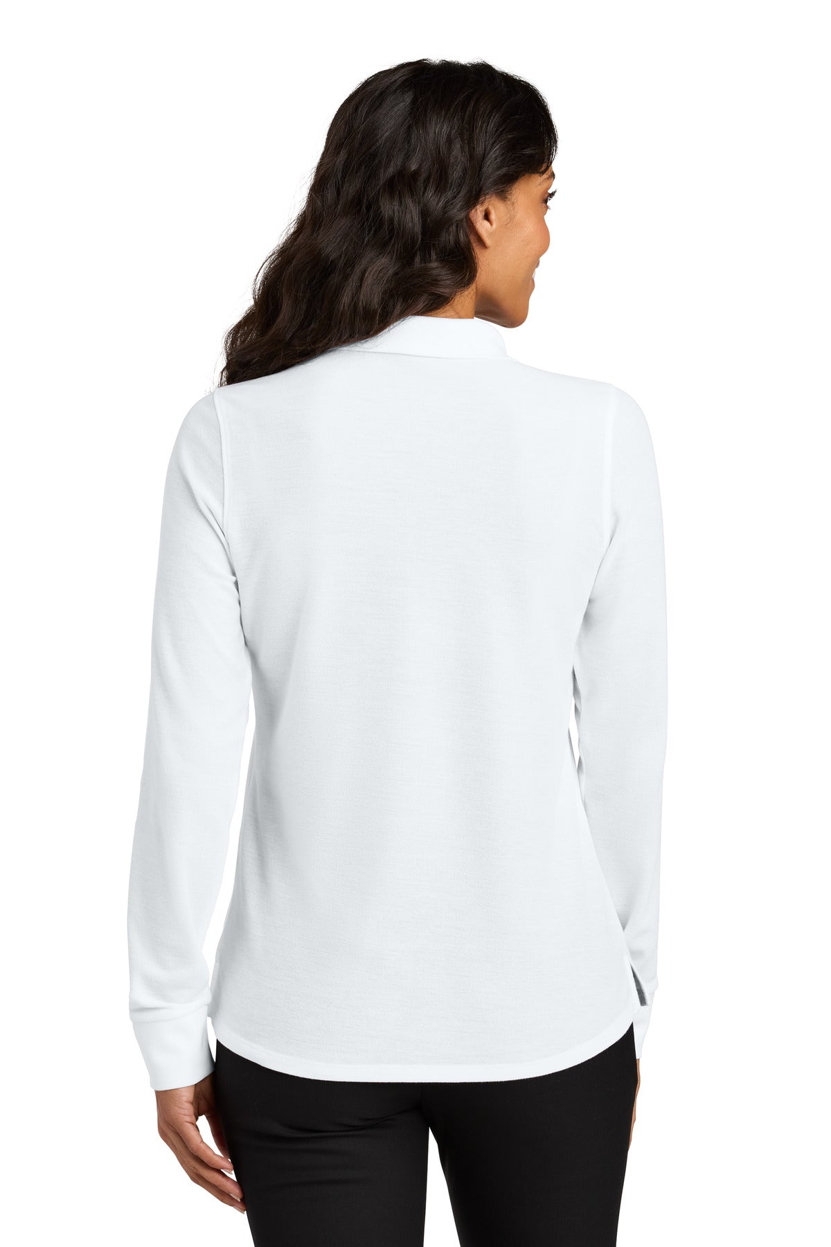 Port Authority Women's Wearever Signature Pique Long Sleeve Polo - White