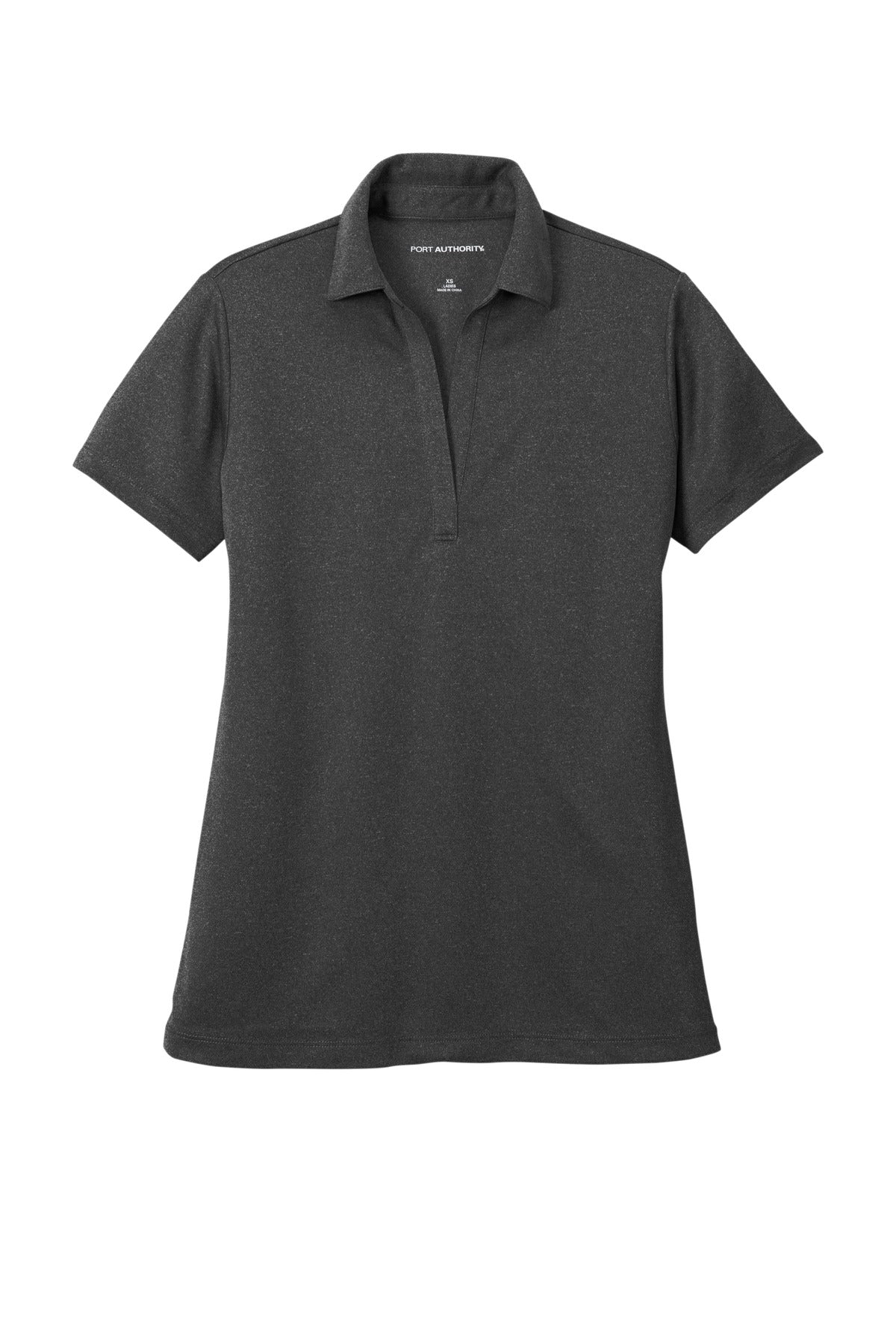 Port Authority  Women's Heathered Silk Touch  Performance Polo - Black Heather