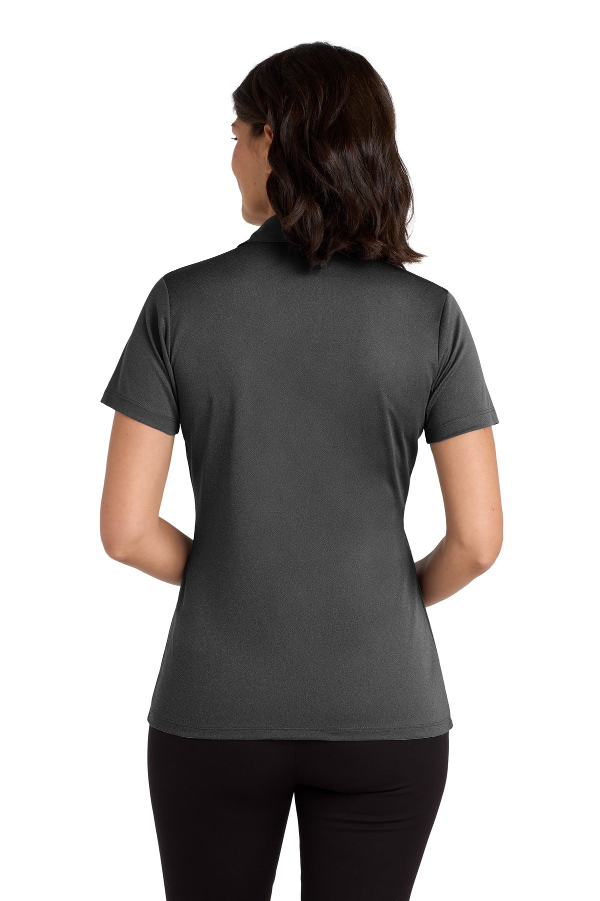 Port Authority  Women's Heathered Silk Touch  Performance Polo - Black Heather