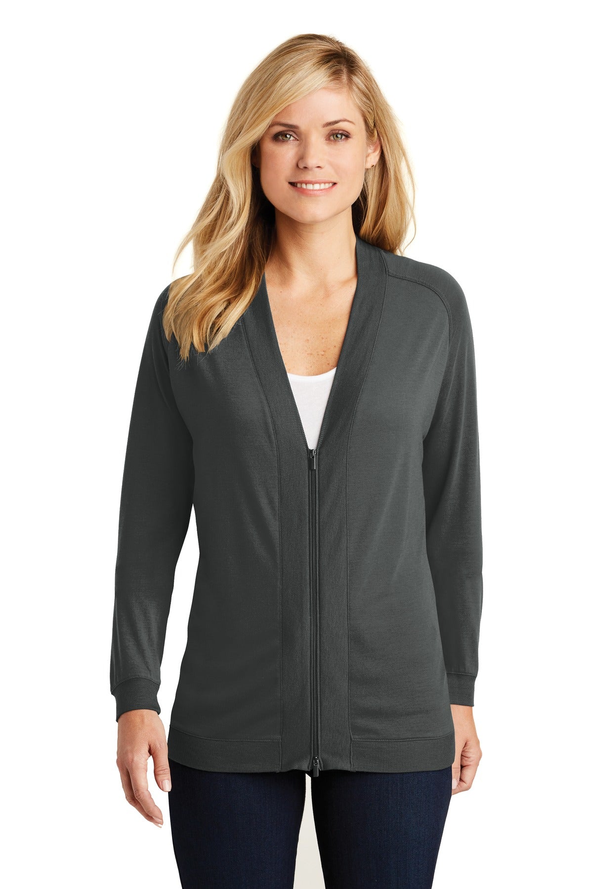 Port Authority Ladies Concept Bomber Cardigan - Grey Smoke