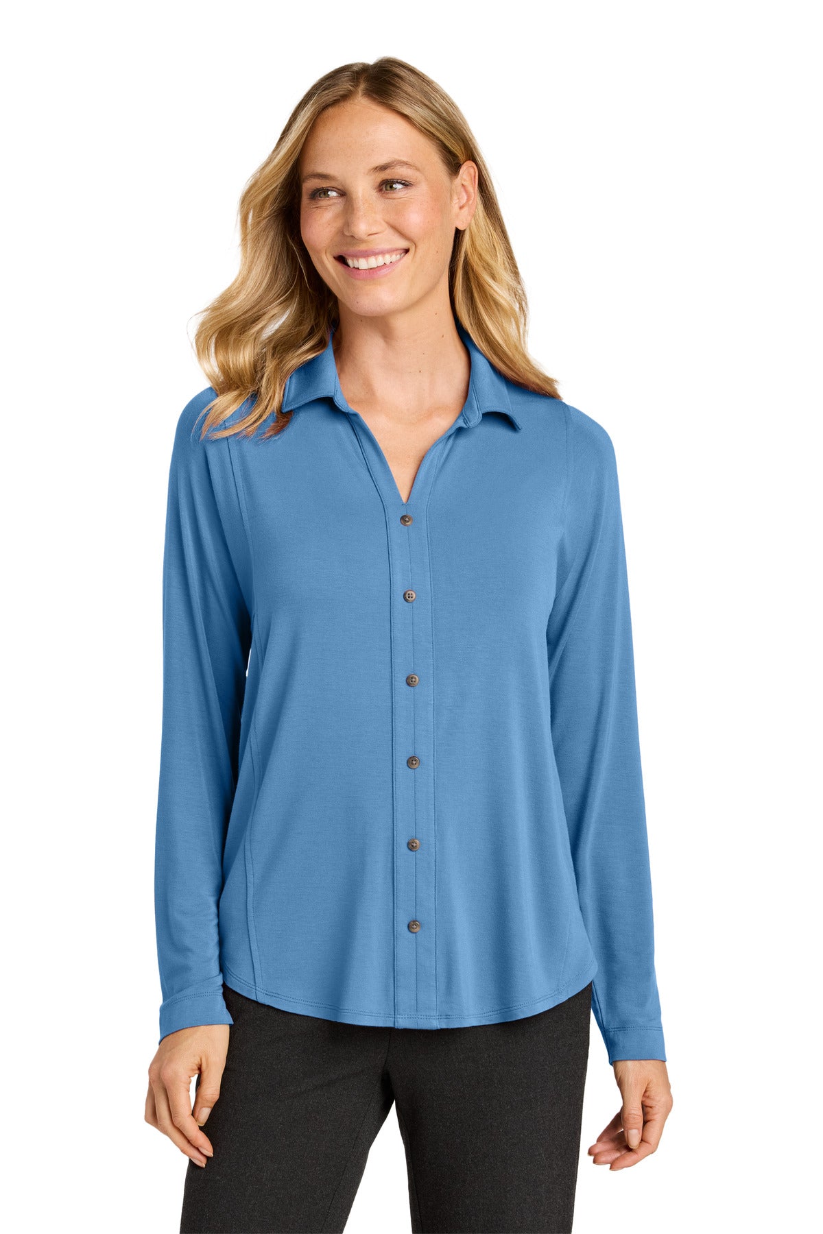 Port Authority Women's Luxe Knit Button Tunic - Carolina Blue