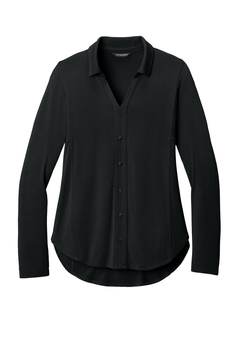 Port Authority Women's Luxe Knit Button Tunic - Deep Black