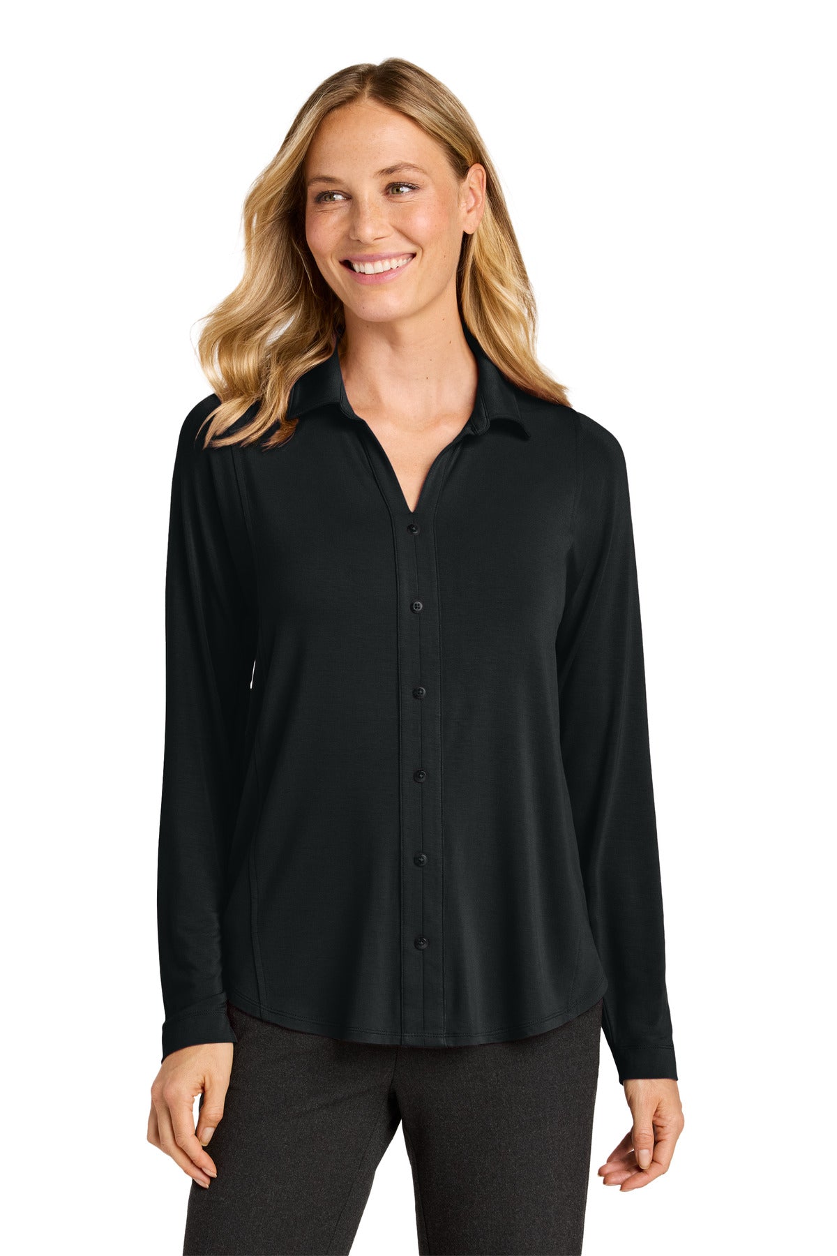 Port Authority Women's Luxe Knit Button Tunic - Deep Black