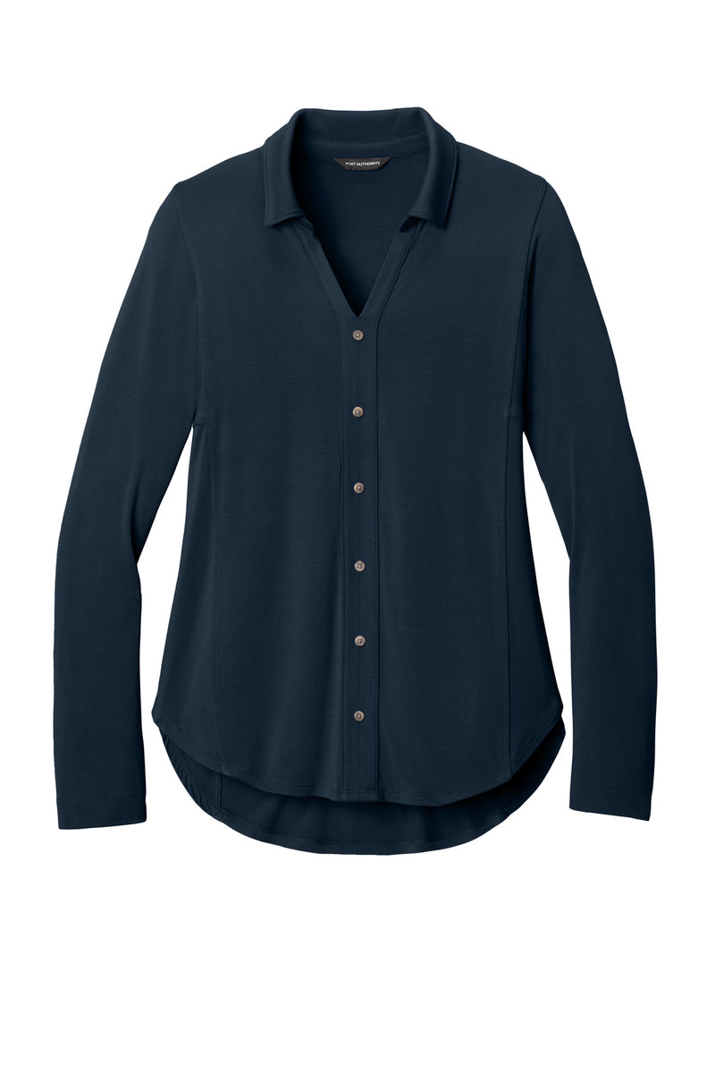 Port Authority Women's Luxe Knit Button Tunic - River Blue Navy