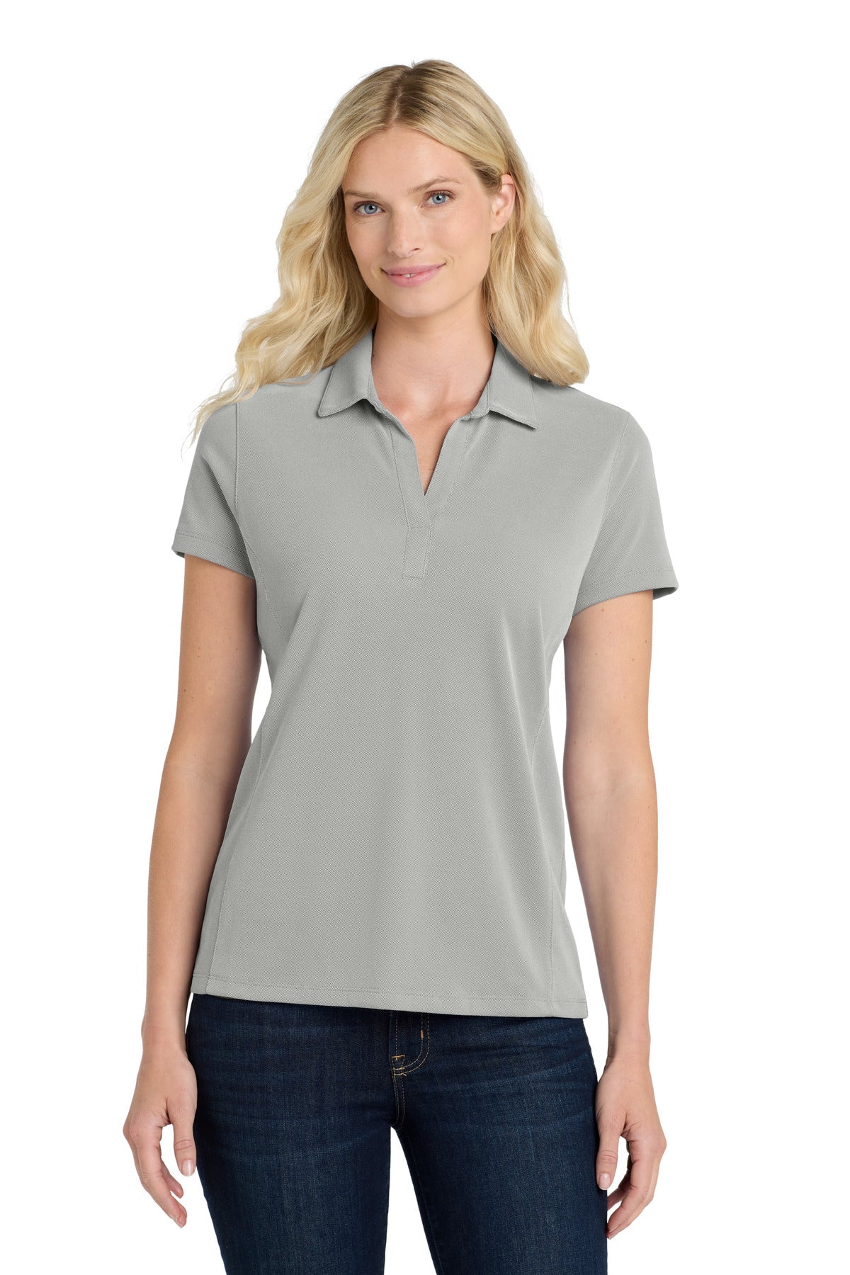Port Authority  Women's Poly Oxford Pique Polo - Black