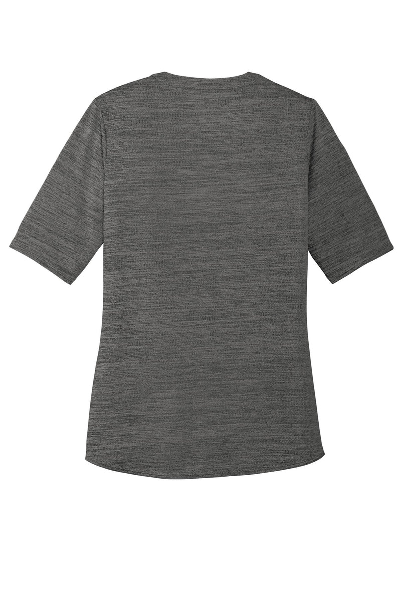 Port Authority  Women's Stretch Heather Open Neck Top - Black/ Thunder Grey