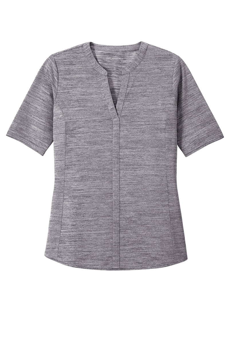 Port Authority  Women's Stretch Heather Open Neck Top - Graphite/ White