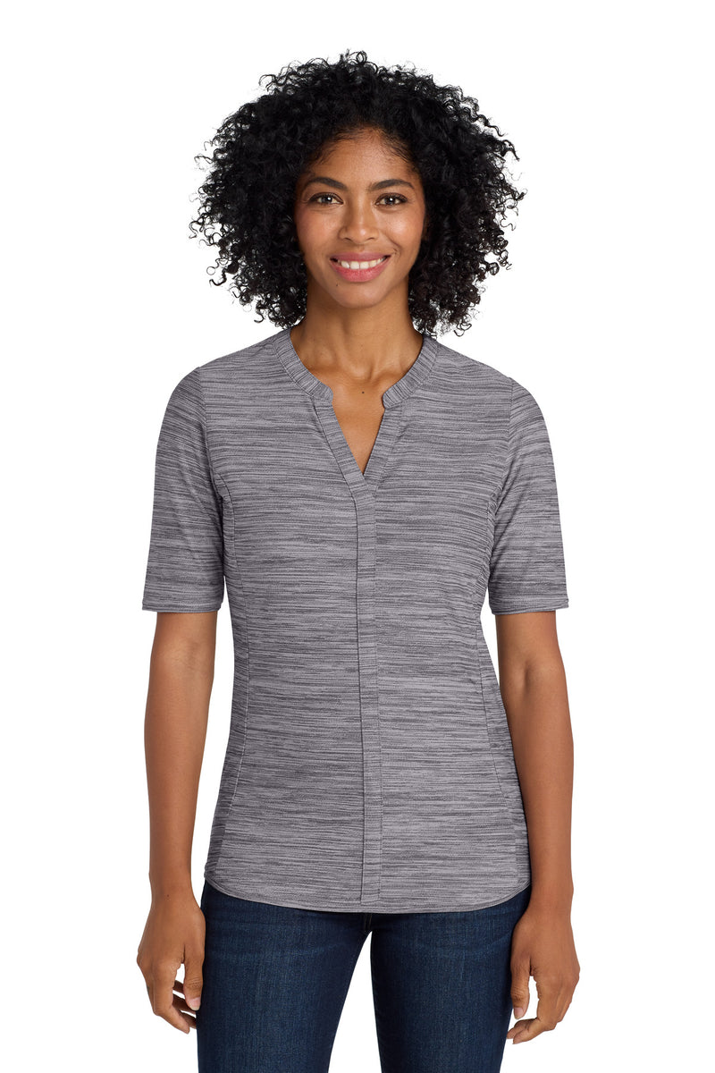 Port Authority  Women's Stretch Heather Open Neck Top - Graphite/ White
