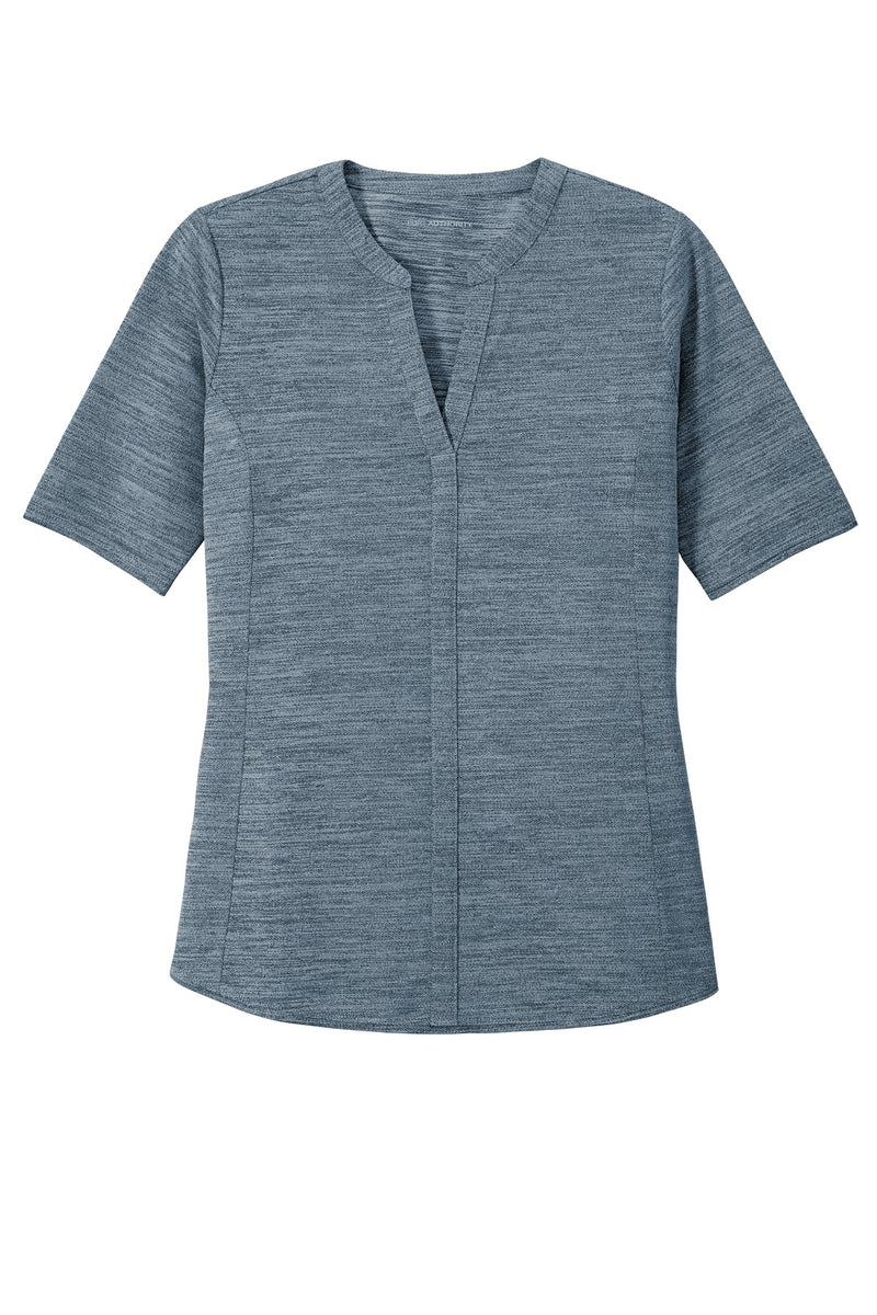 Port Authority  Women's Stretch Heather Open Neck Top - Regatta Blue/ Gusty Grey