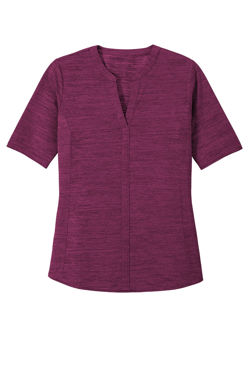 Port Authority  Women's Stretch Heather Open Neck Top - Violet Purple/ Black