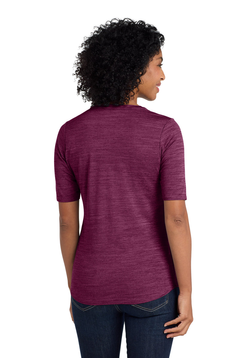 Port Authority  Women's Stretch Heather Open Neck Top - Violet Purple/ Black