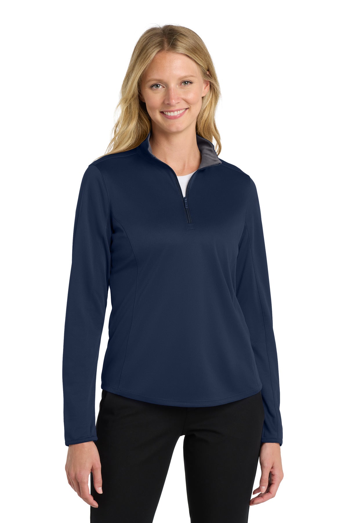 Port Authority  Women's Silk Touch  Performance 1/4-Zip - Navy/ Steel Grey