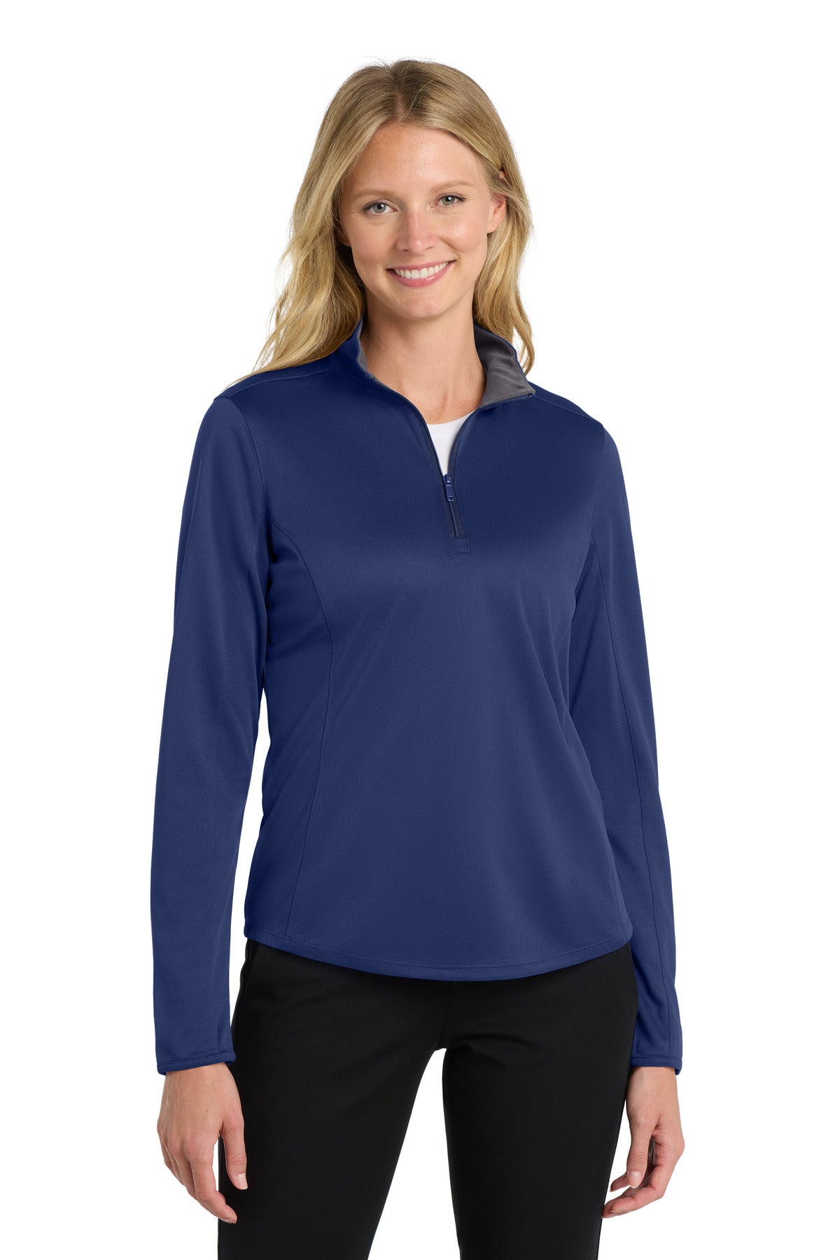 Port Authority  Women's Silk Touch  Performance 1/4-Zip - Royal/ Steel Grey