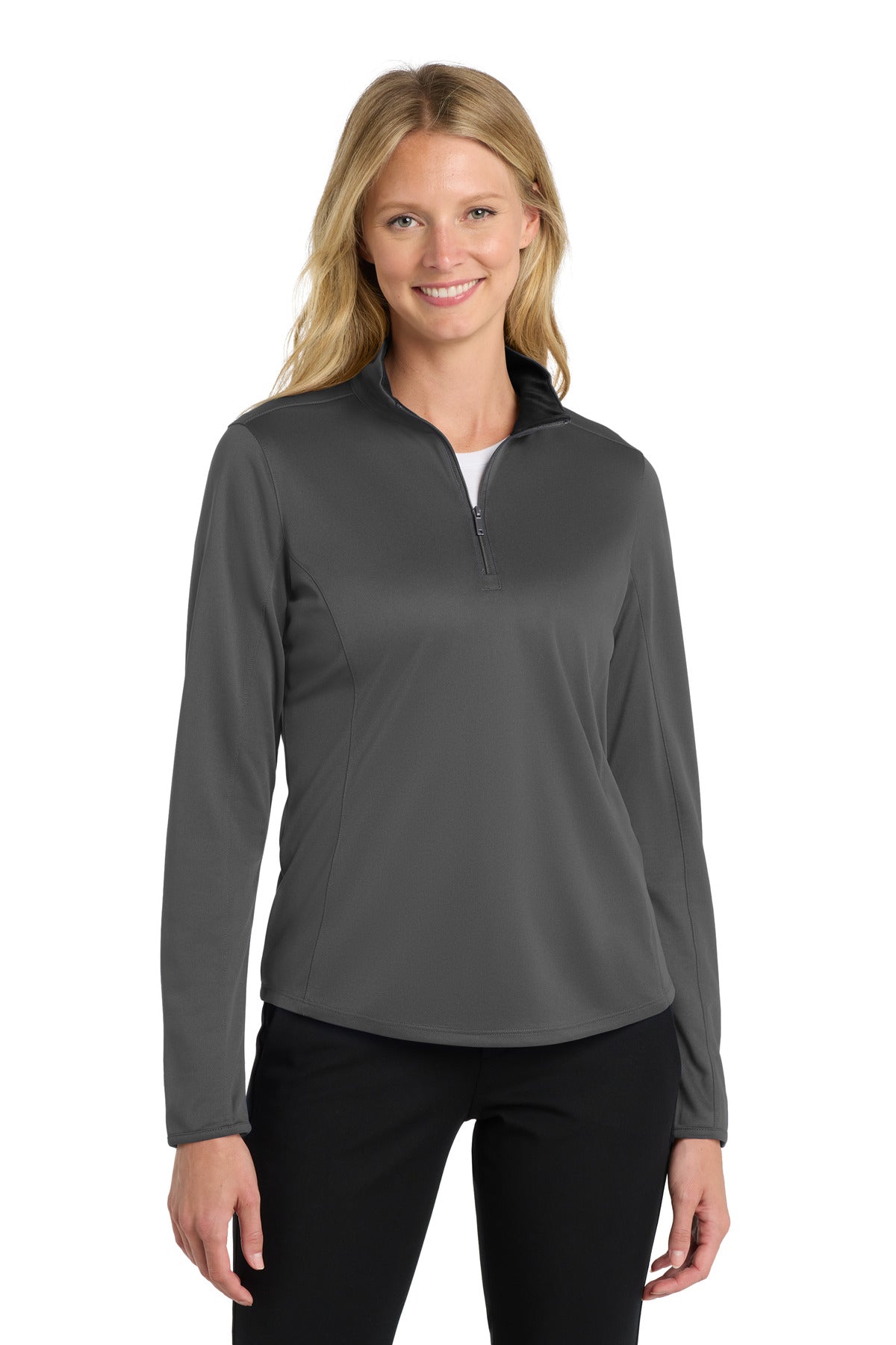 Port Authority  Women's Silk Touch  Performance 1/4-Zip - Steel Grey/ Black