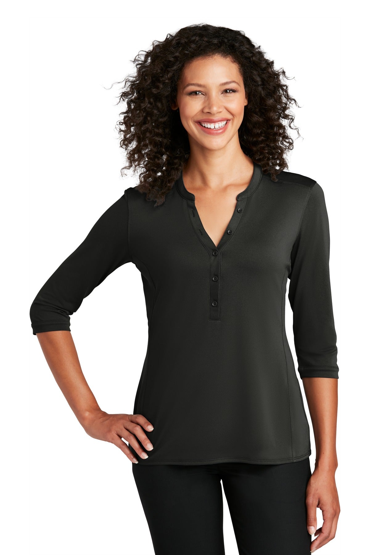 Port Authority   Women's UV Choice Pique Henley - Black