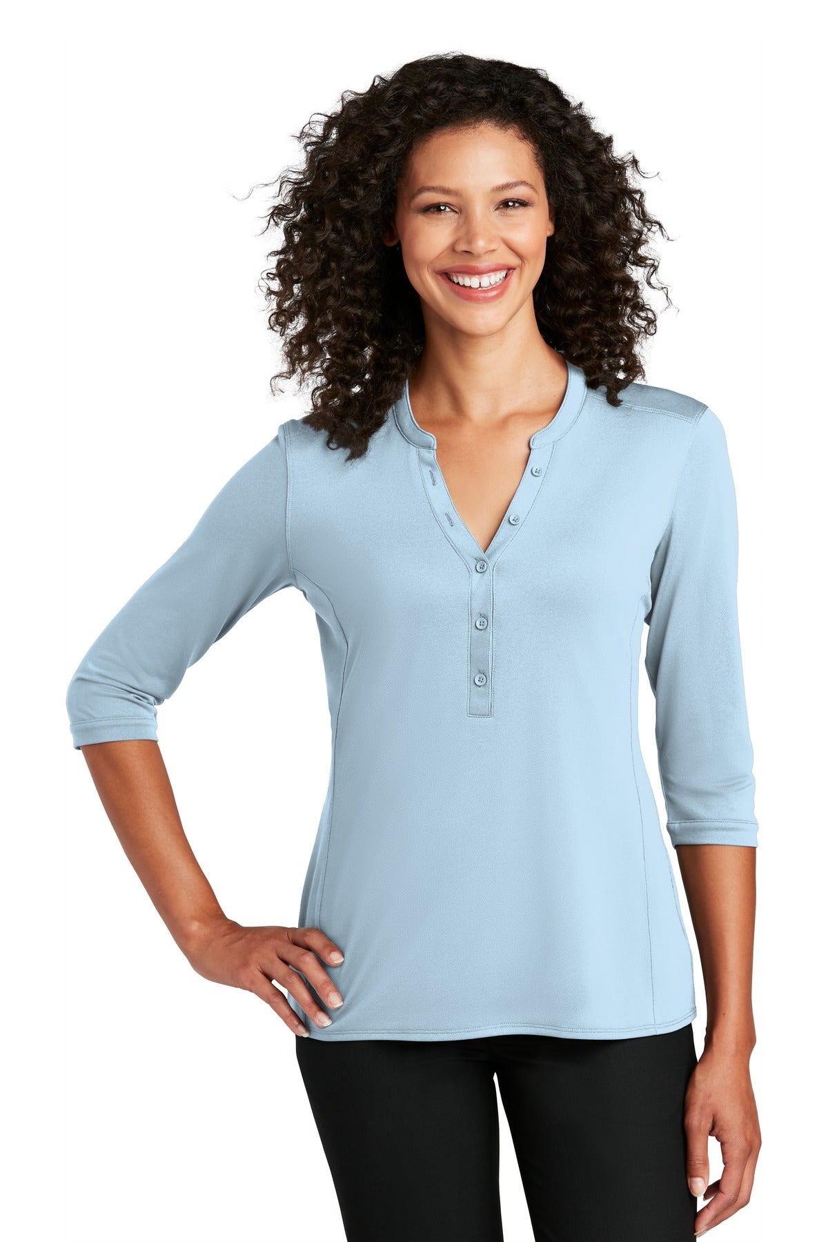 Port Authority   Women's UV Choice Pique Henley - Cloud Blue