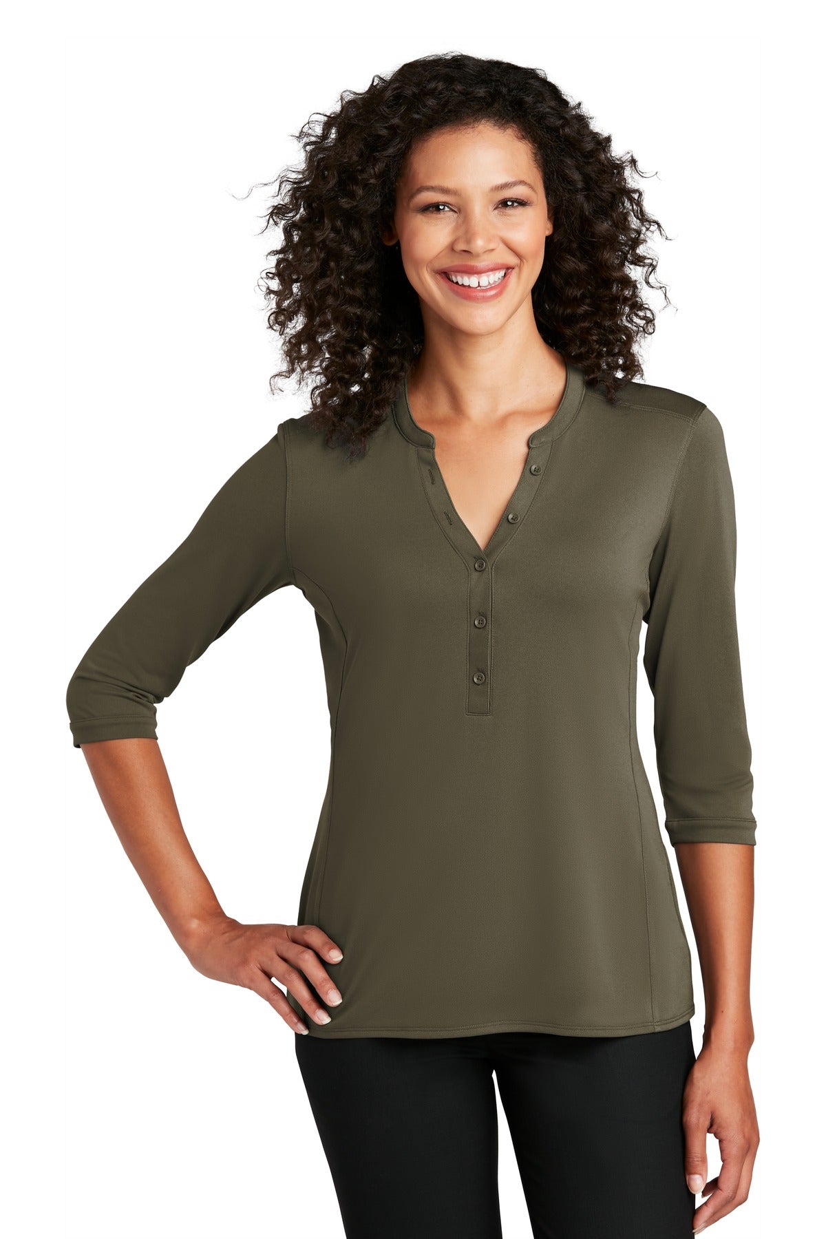 Port Authority   Women's UV Choice Pique Henley - Deep Olive