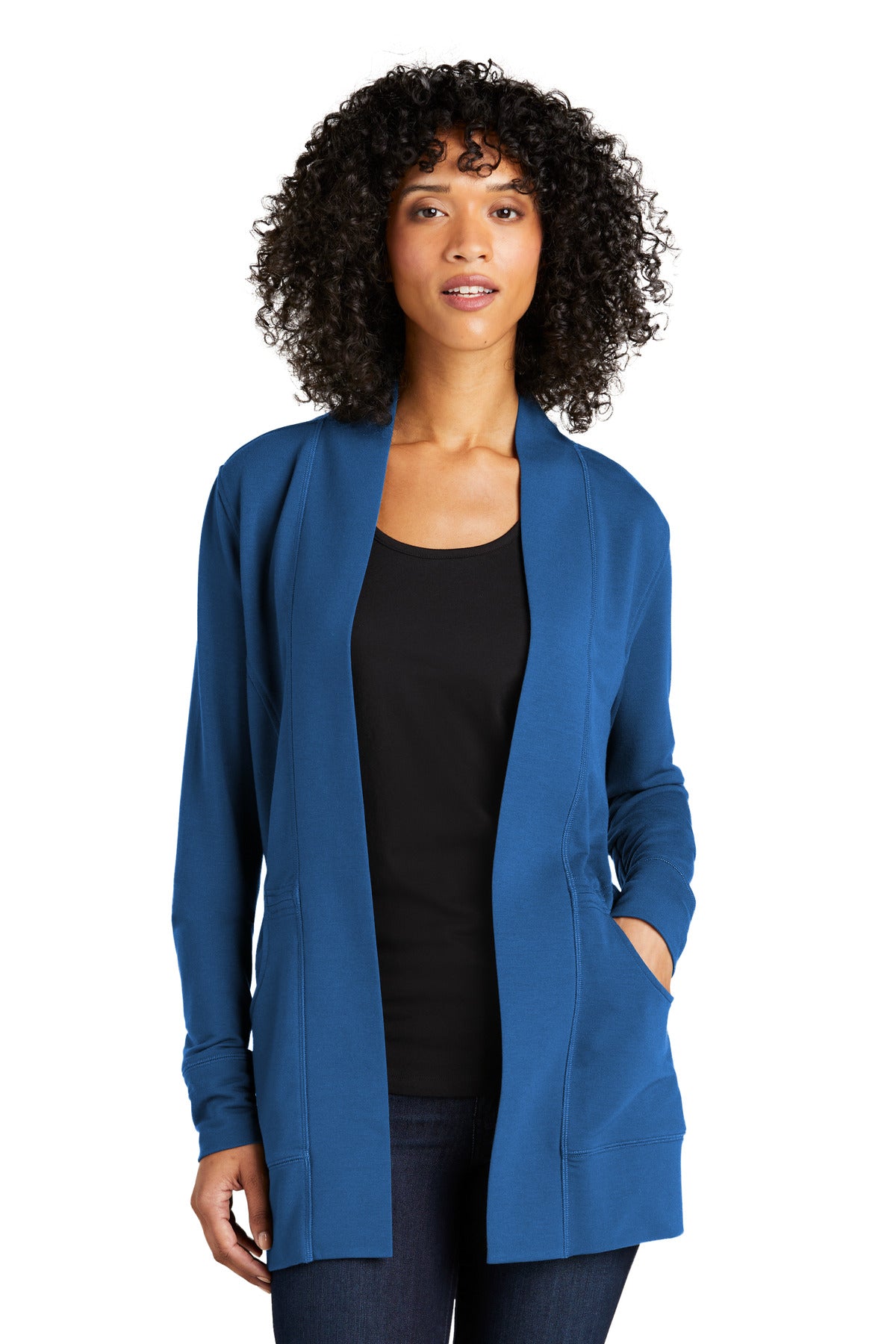 Port Authority Women's Microterry Cardigan - Aegean Blue