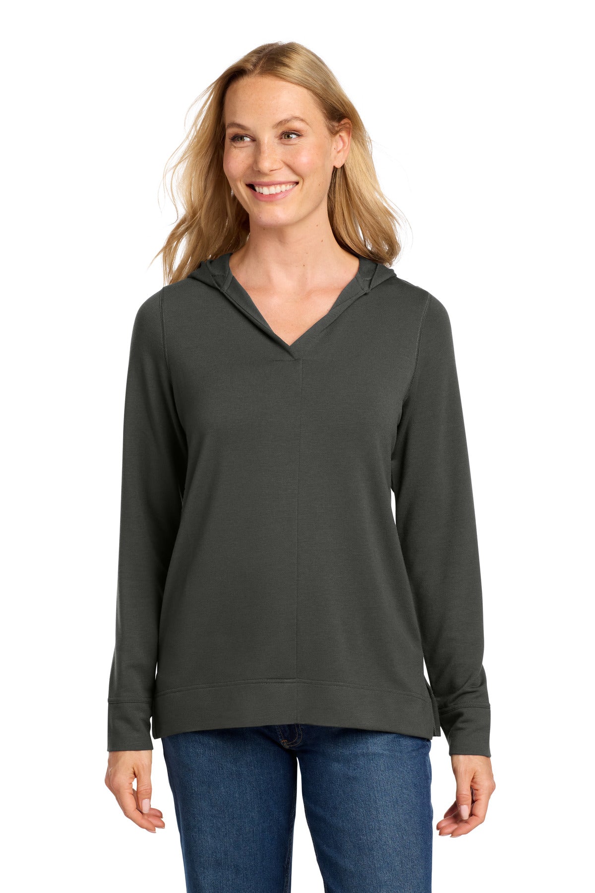 Port Authority Women's Microterry Pullover Hoodie - Charcoal